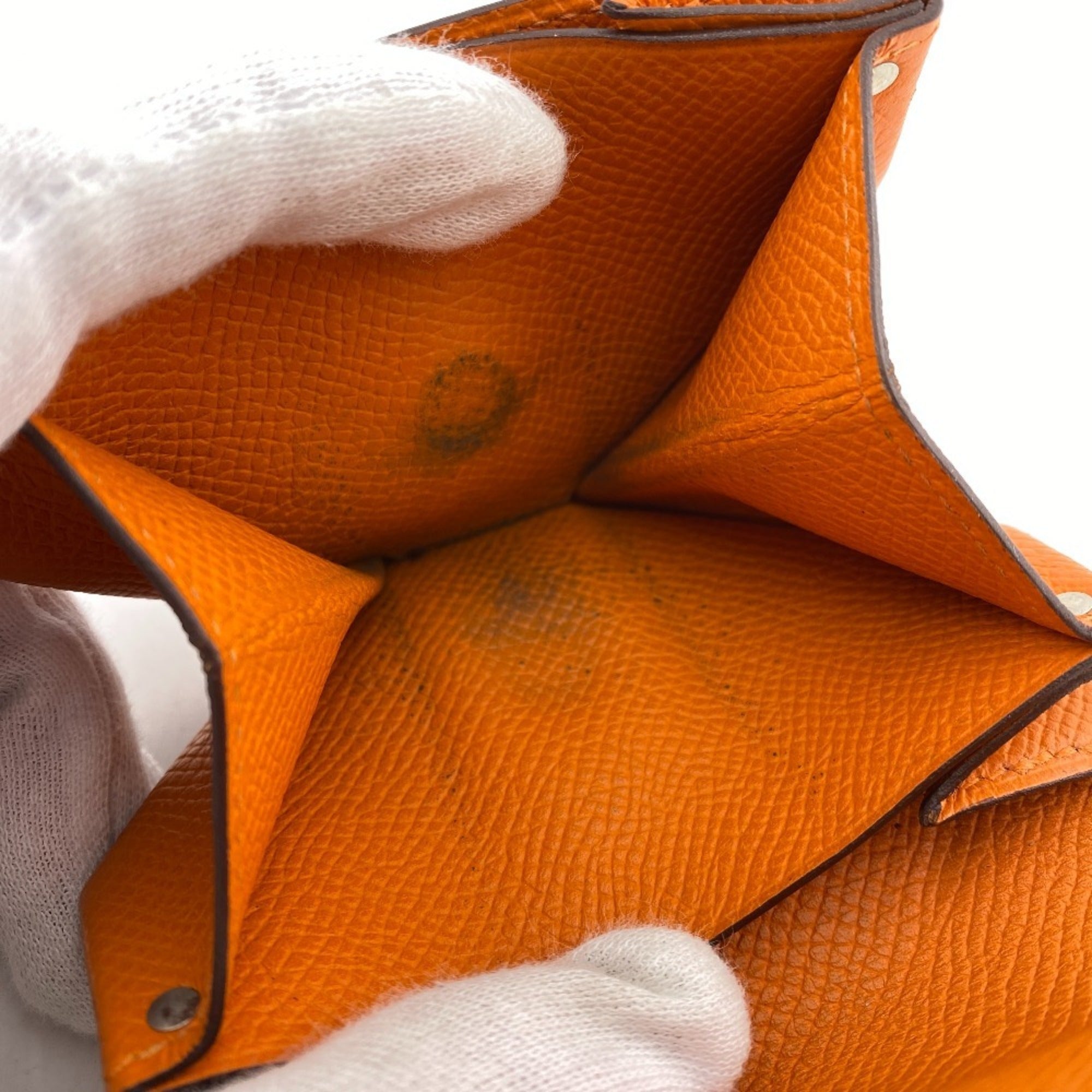 Hermes Orange Leather Coin Purse/Coin Case (Pre-Owned)
