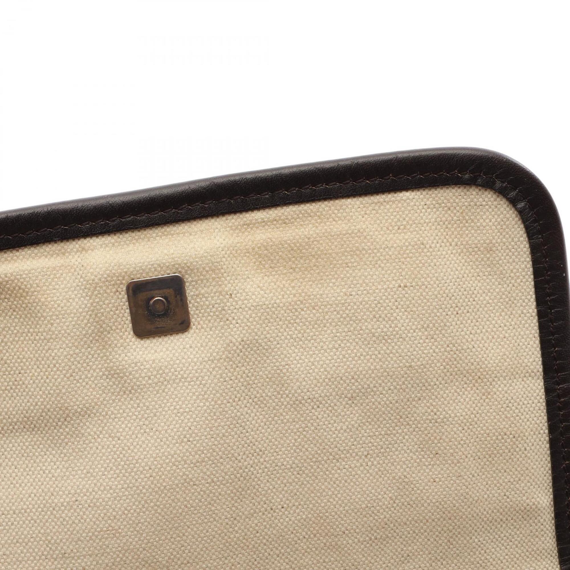 Gucci Beige Brown Coated Canvas Leather Handbag Shoulder Bag (Pre-Owned)