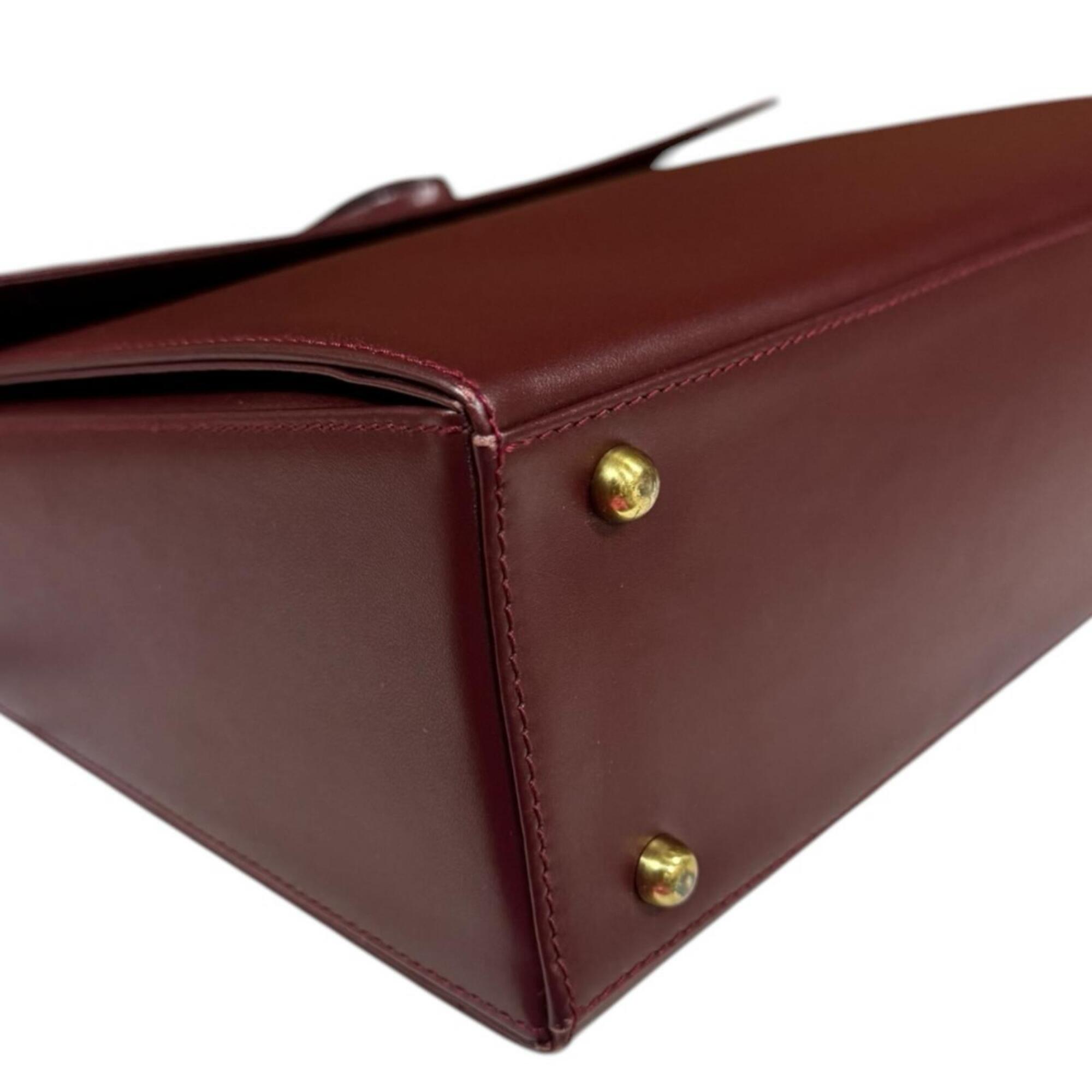Cartier Bordeaux Red Color Leather Handbag (Pre-Owned)