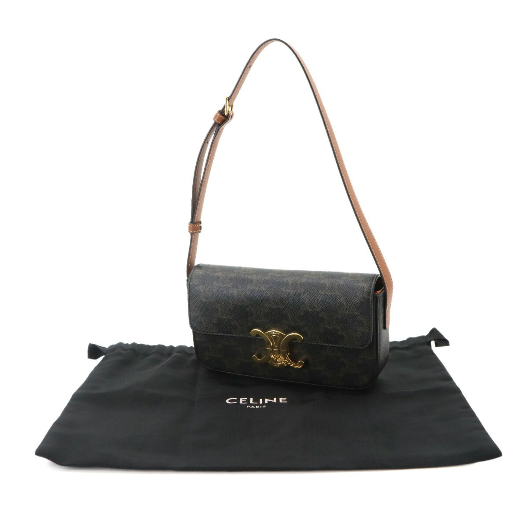 Celine Black Brown Pvc Leather Handbag Shoulder Bag (Pre-Owned)