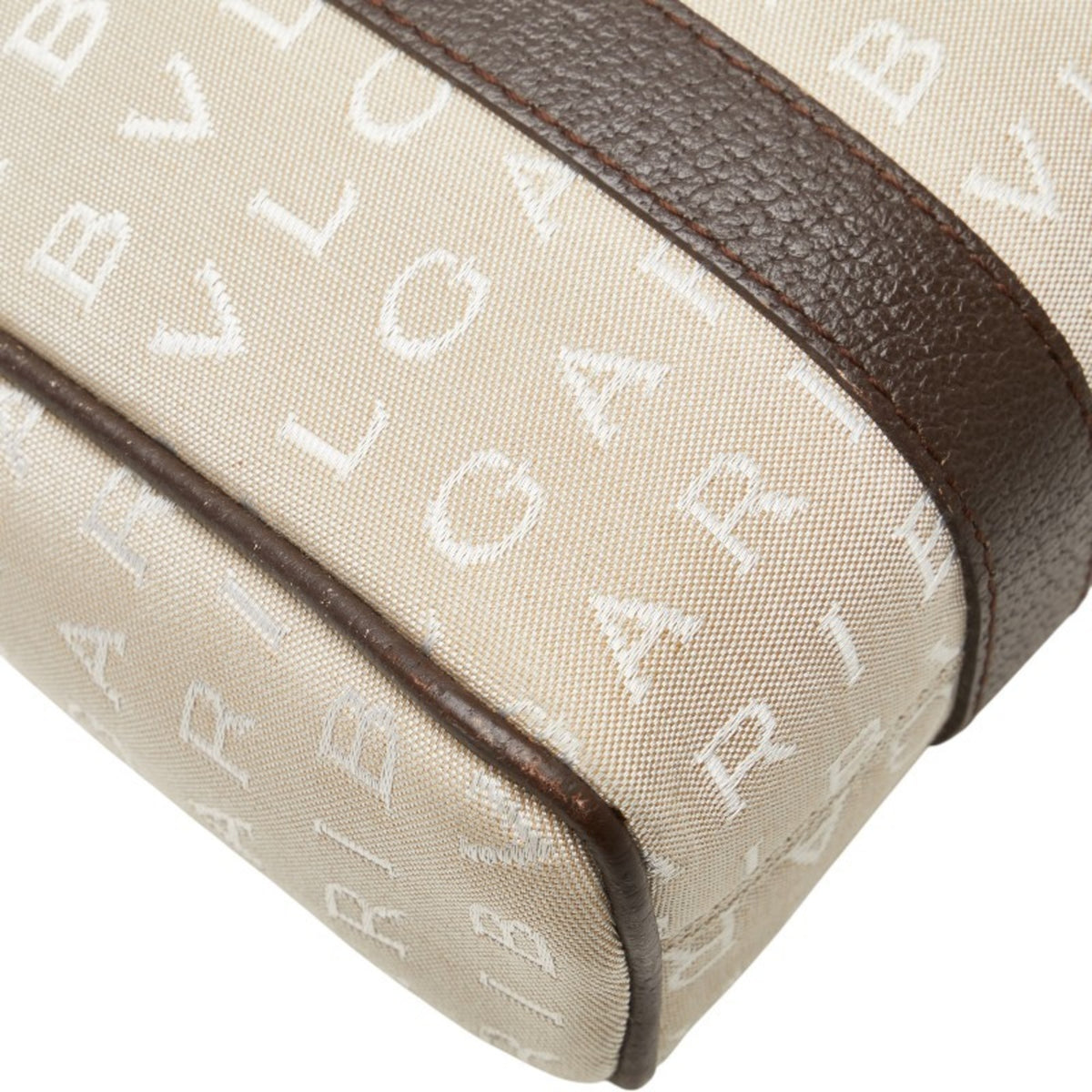 Bvlgari Beige Brown Canvas Leather Handbag (Pre-Owned)
