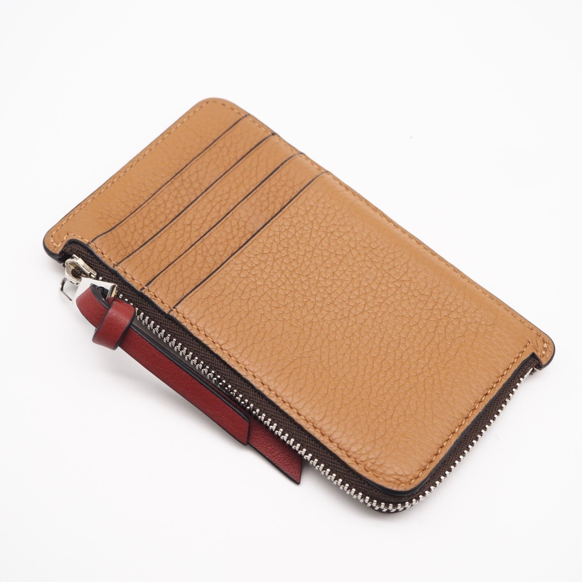 Loewe Brown Red Color Leather Coin Purse/Coin Case (Pre-Owned)