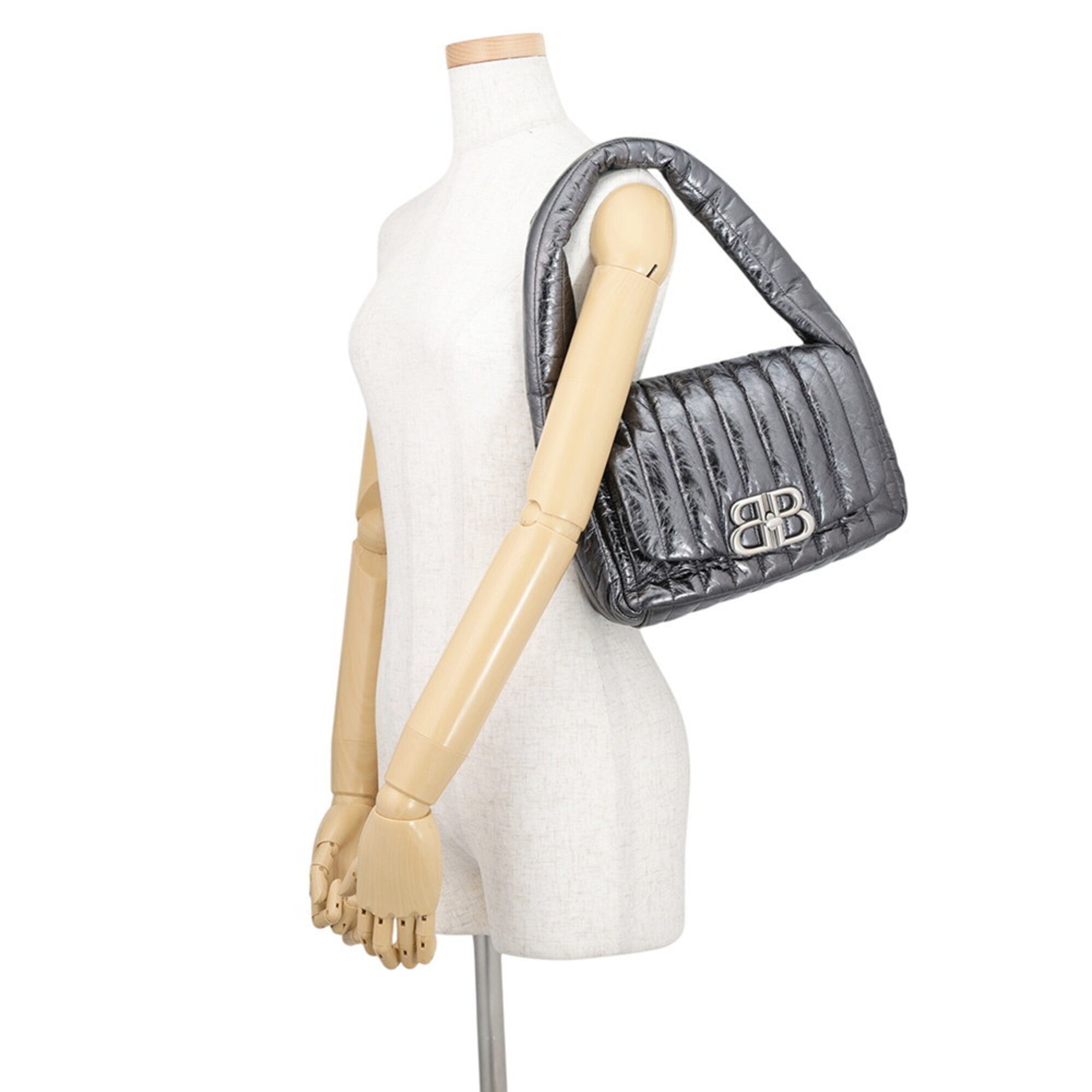 Balenciaga Metallic Gray Leather Shoulder Bag (Pre-Owned)