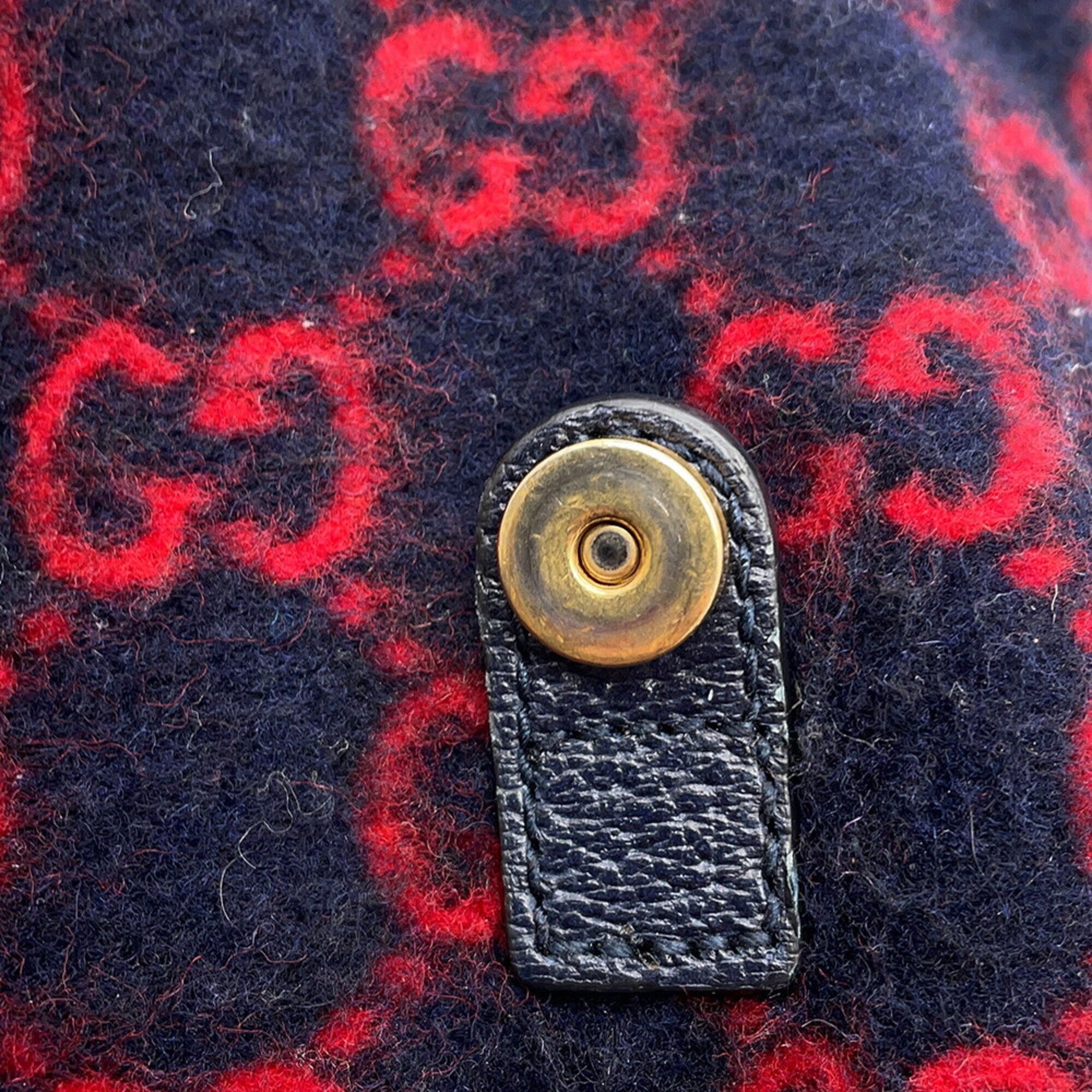 Gucci Navy Red Color Wool Backpack (Pre-Owned)