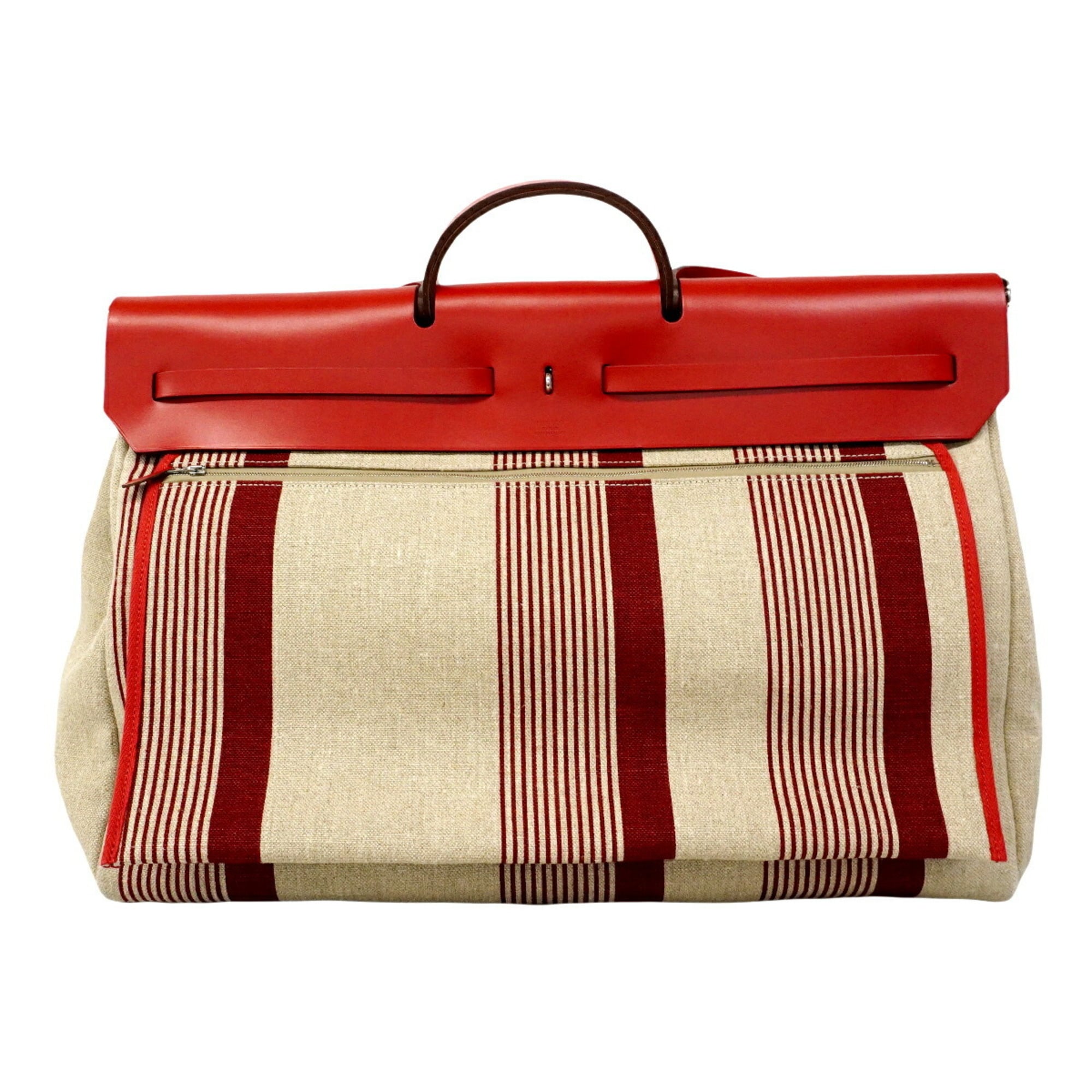 Hermes Red Color Canvas Handbag (Pre-Owned)
