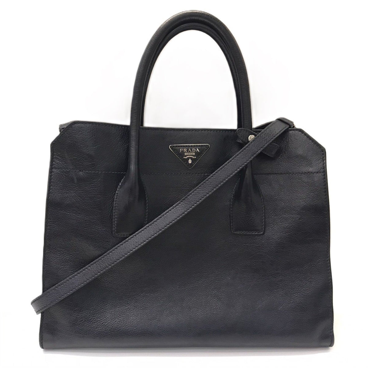 Prada Navy Leather Handbag (Pre-Owned)