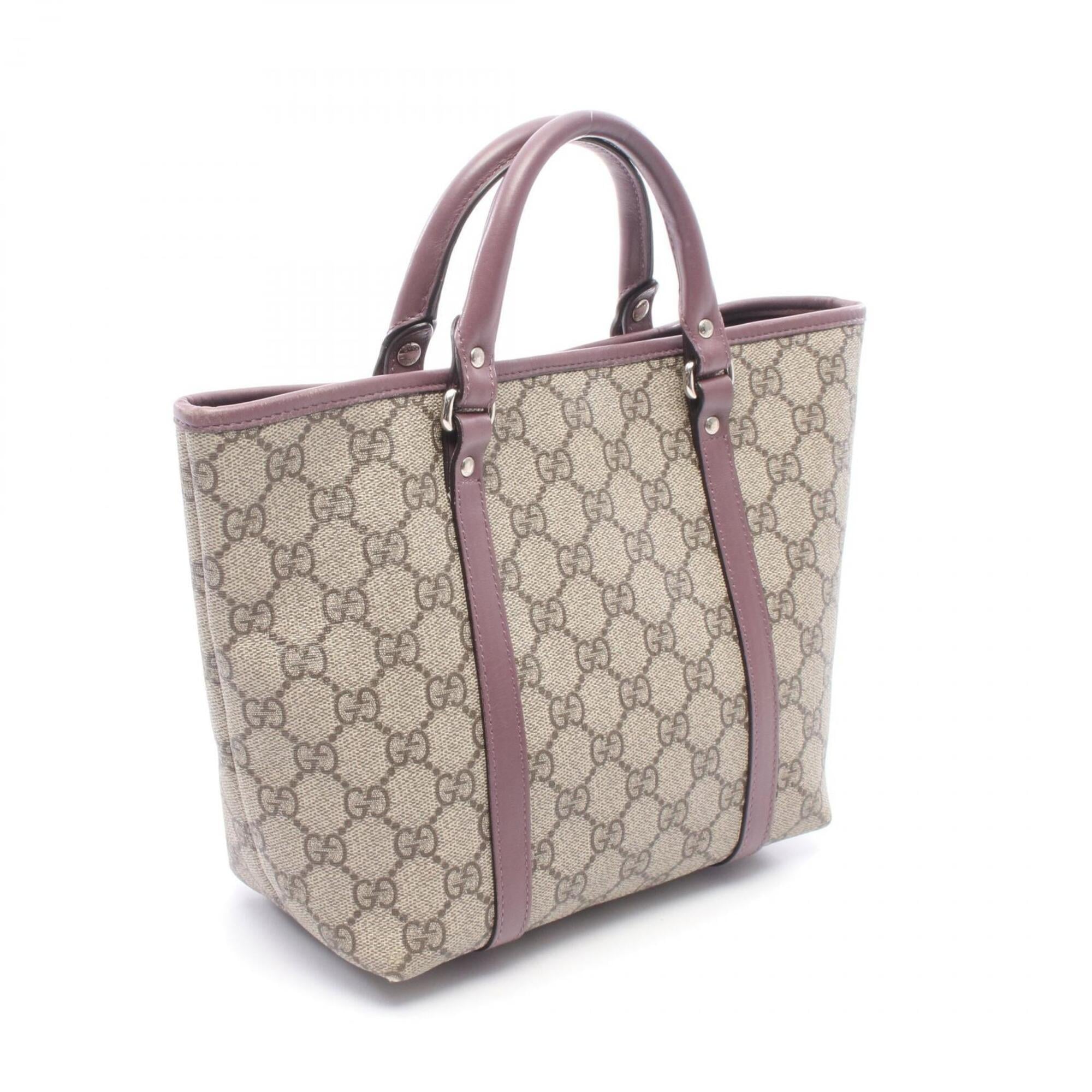 Gucci Beige Purple Gg Supreme Handbag Tote Bag (Pre-Owned)