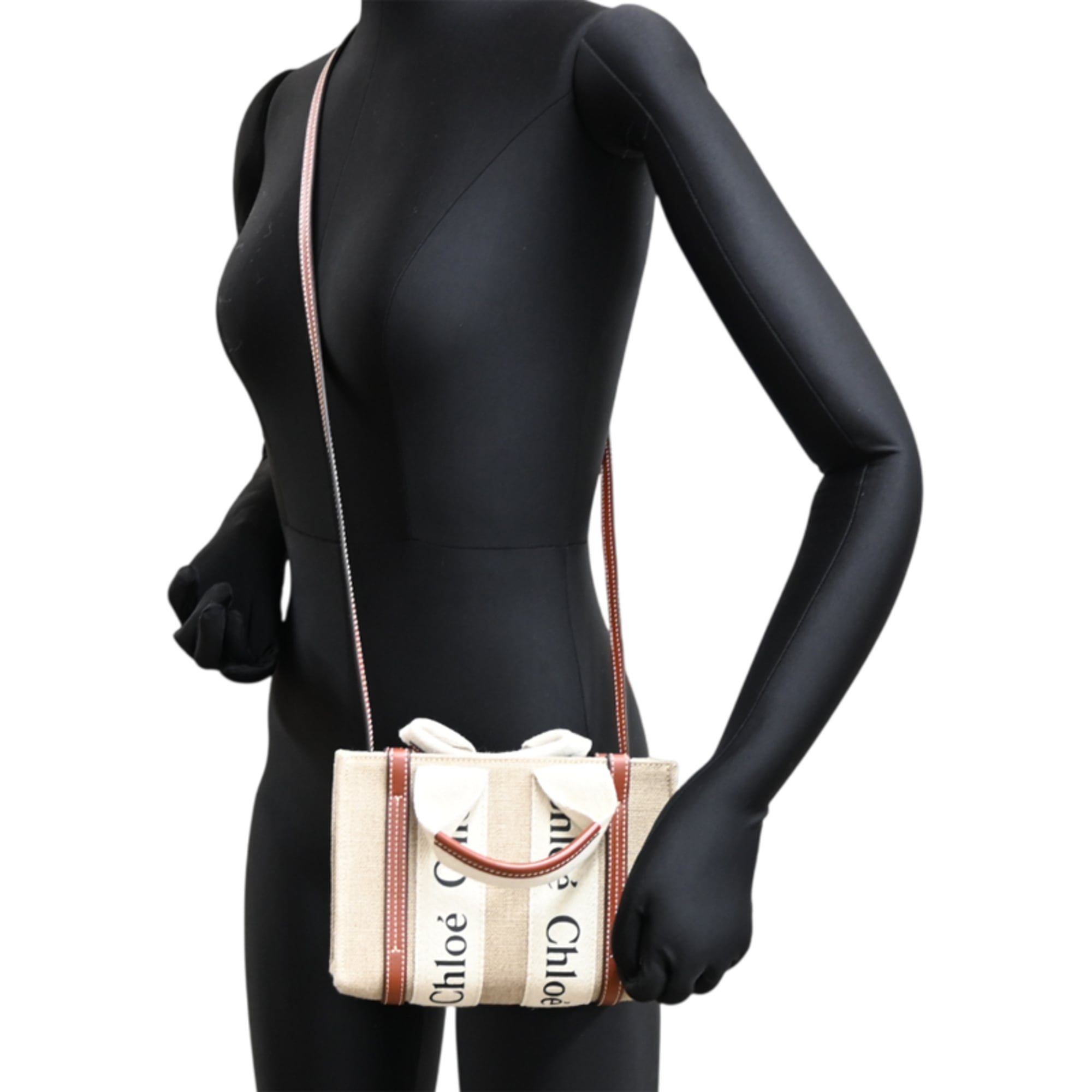 Chloé Beige Brown Canvas Leather Tote Bag (Pre-Owned)