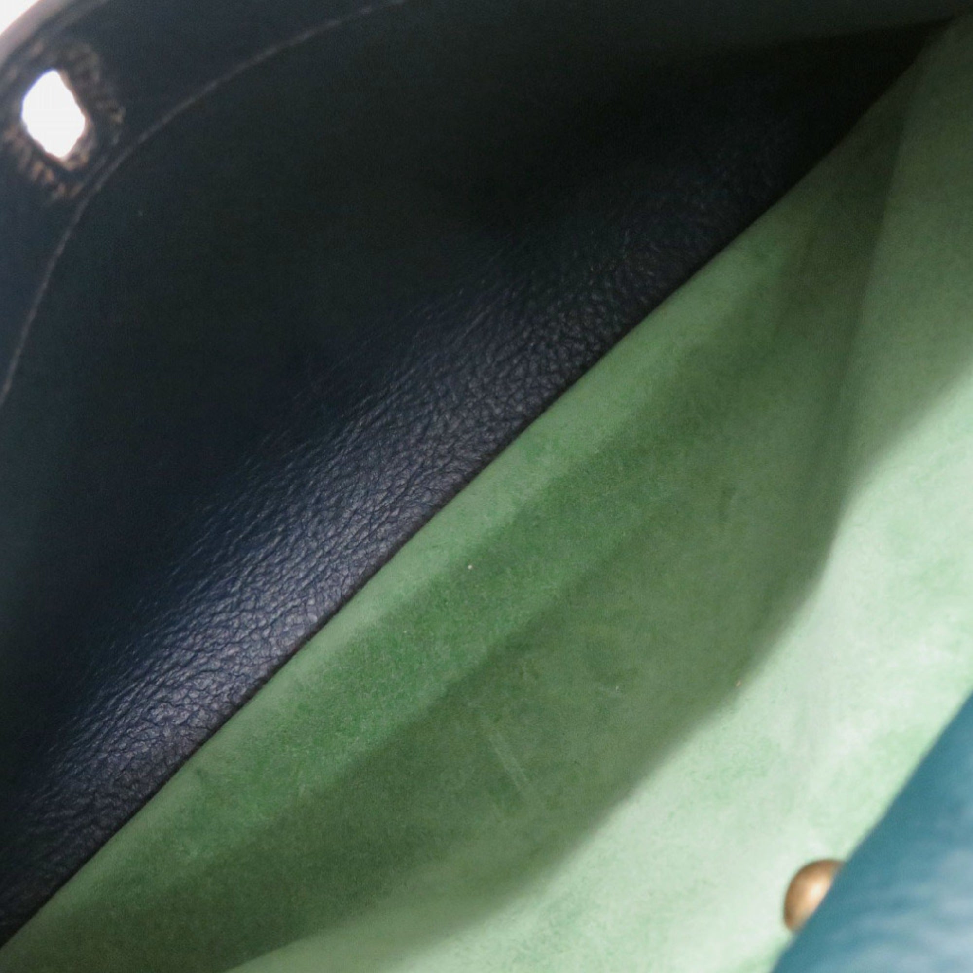 Yves Saint Laurent Blue Green Navy Leather Handbag (Pre-Owned)