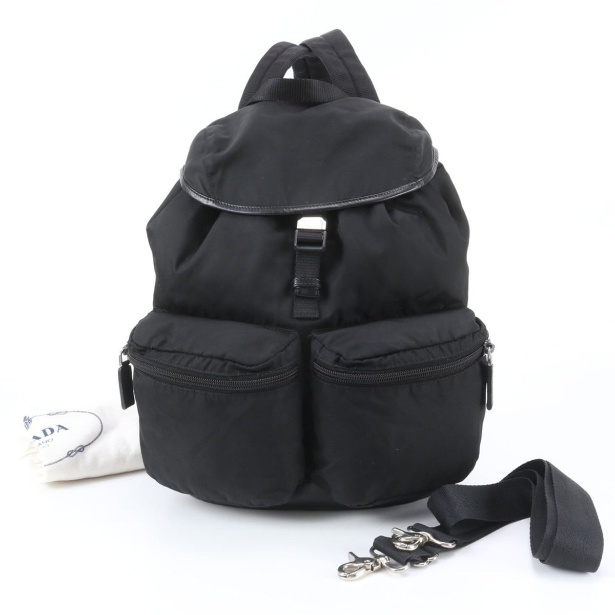 Prada Black Leather Nylon Backpack (Pre-Owned)
