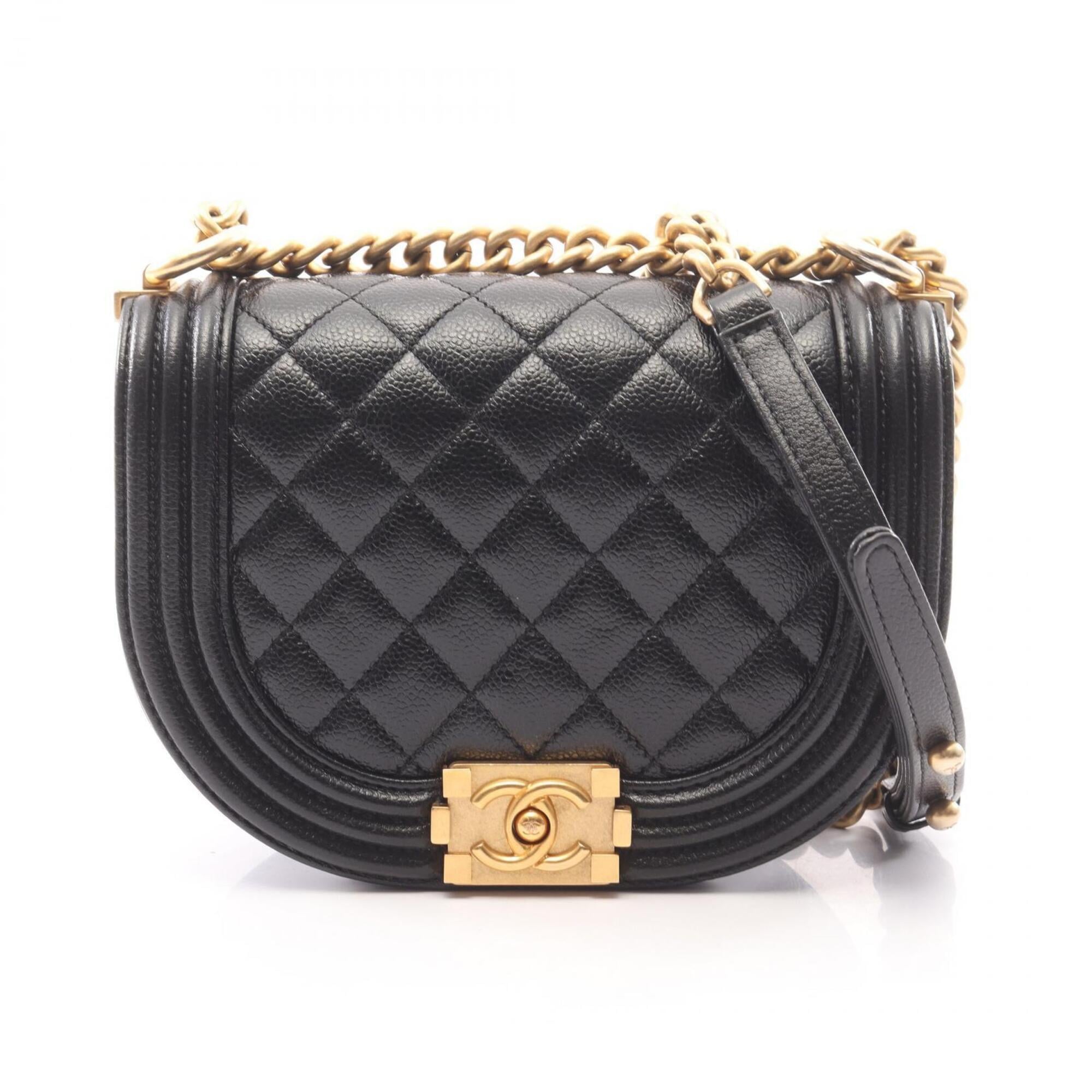 Chanel Black Grained Calfskin Handbag Shoulder Bag (Pre-Owned)