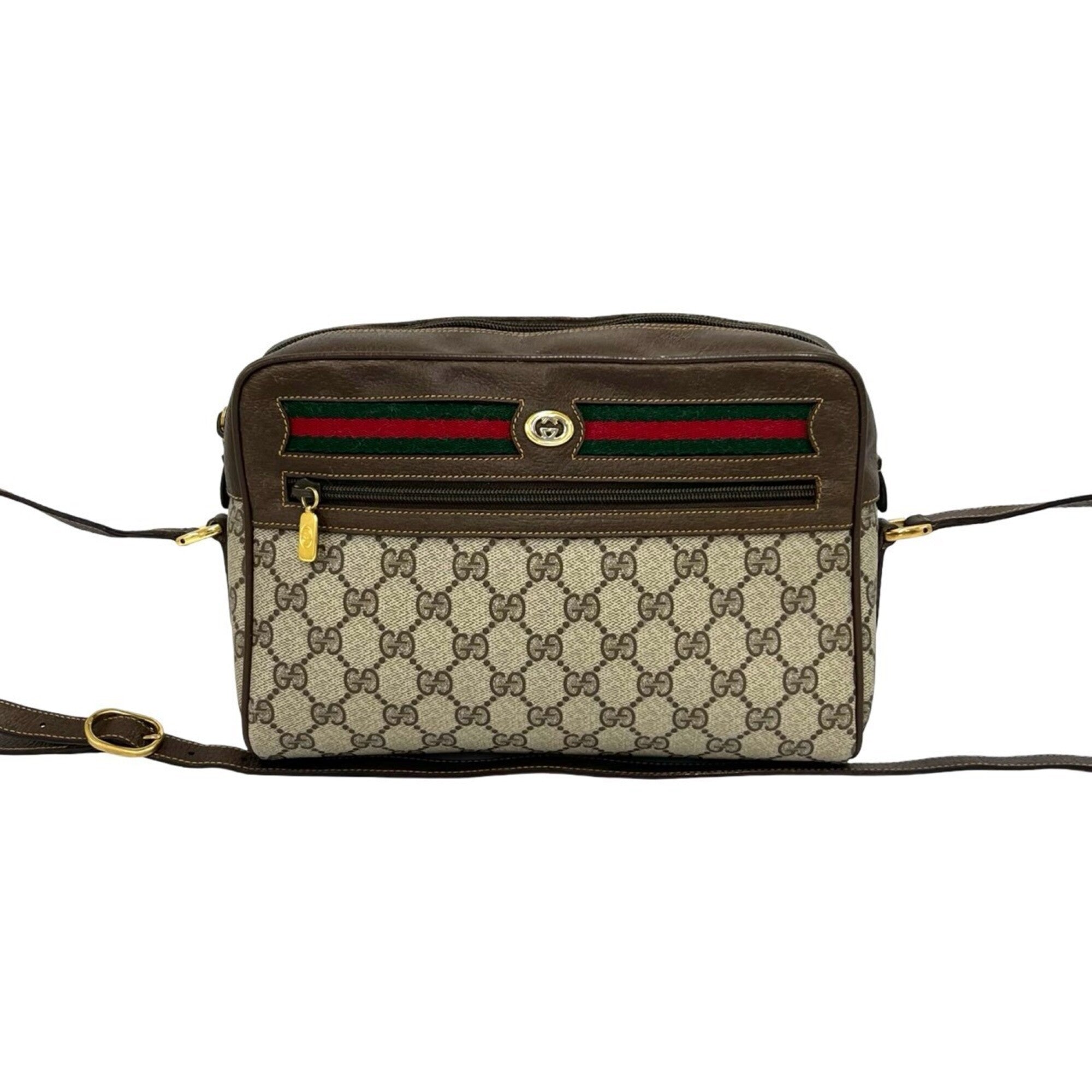 Gucci Brown Green Red Color Leather Pvc Pochette Shoulder Bag (Pre-Owned)