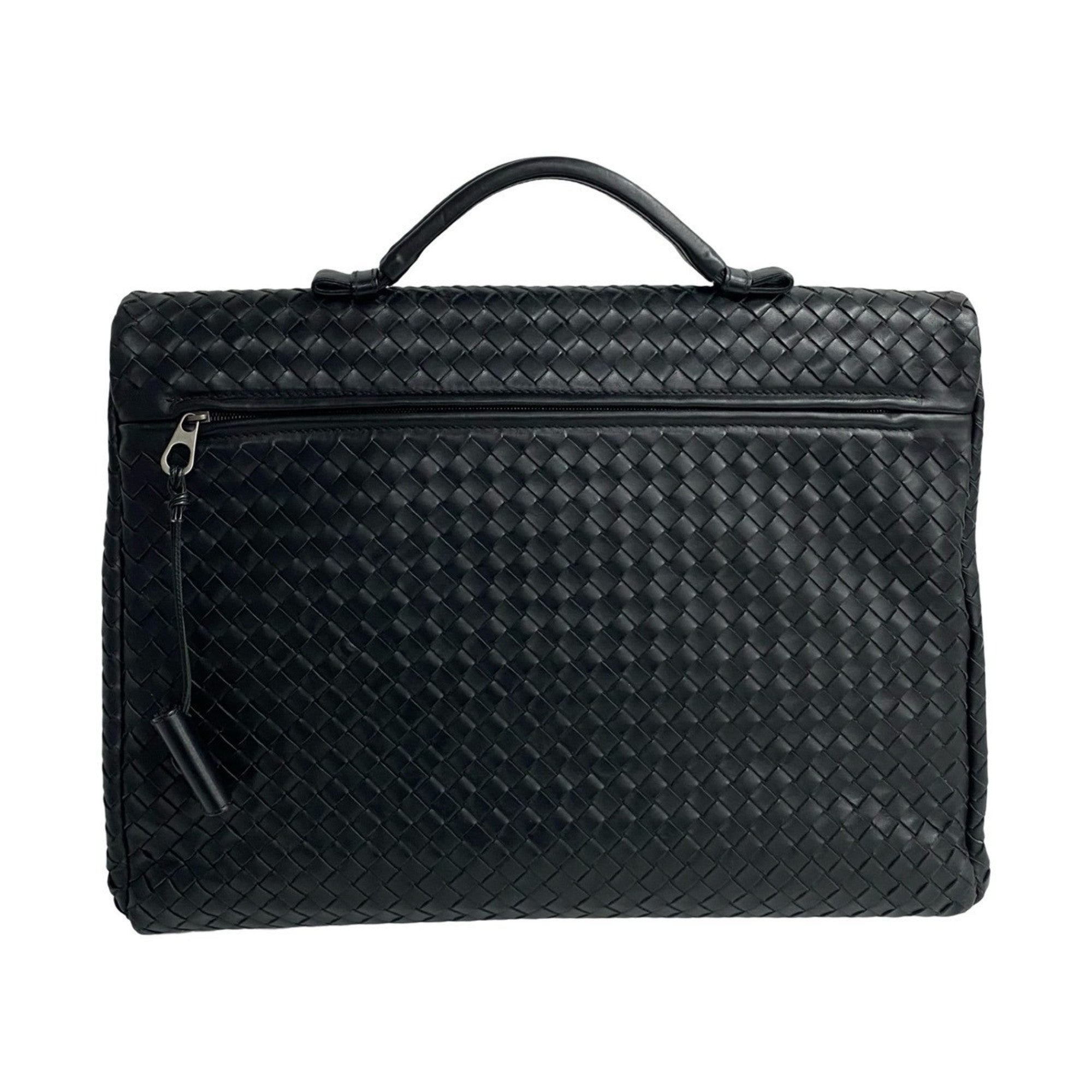 Bottega Veneta Black Leather Briefcase Handbag (Pre-Owned)