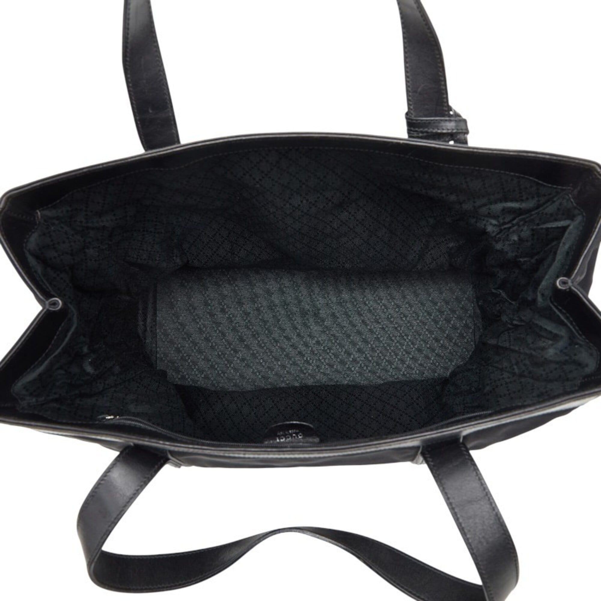 Gucci Black Nylon Canvas Leather Handbag Tote Bag (Pre-Owned)