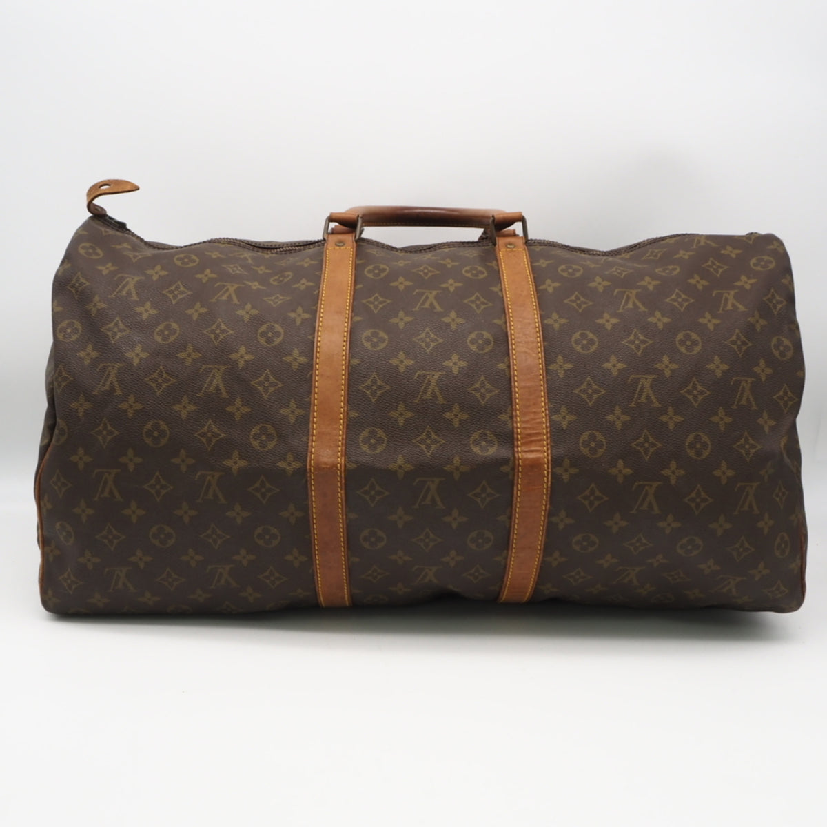 Louis Vuitton Beige Brown Coated Canvas Leather Boston Bag (Pre-Owned)