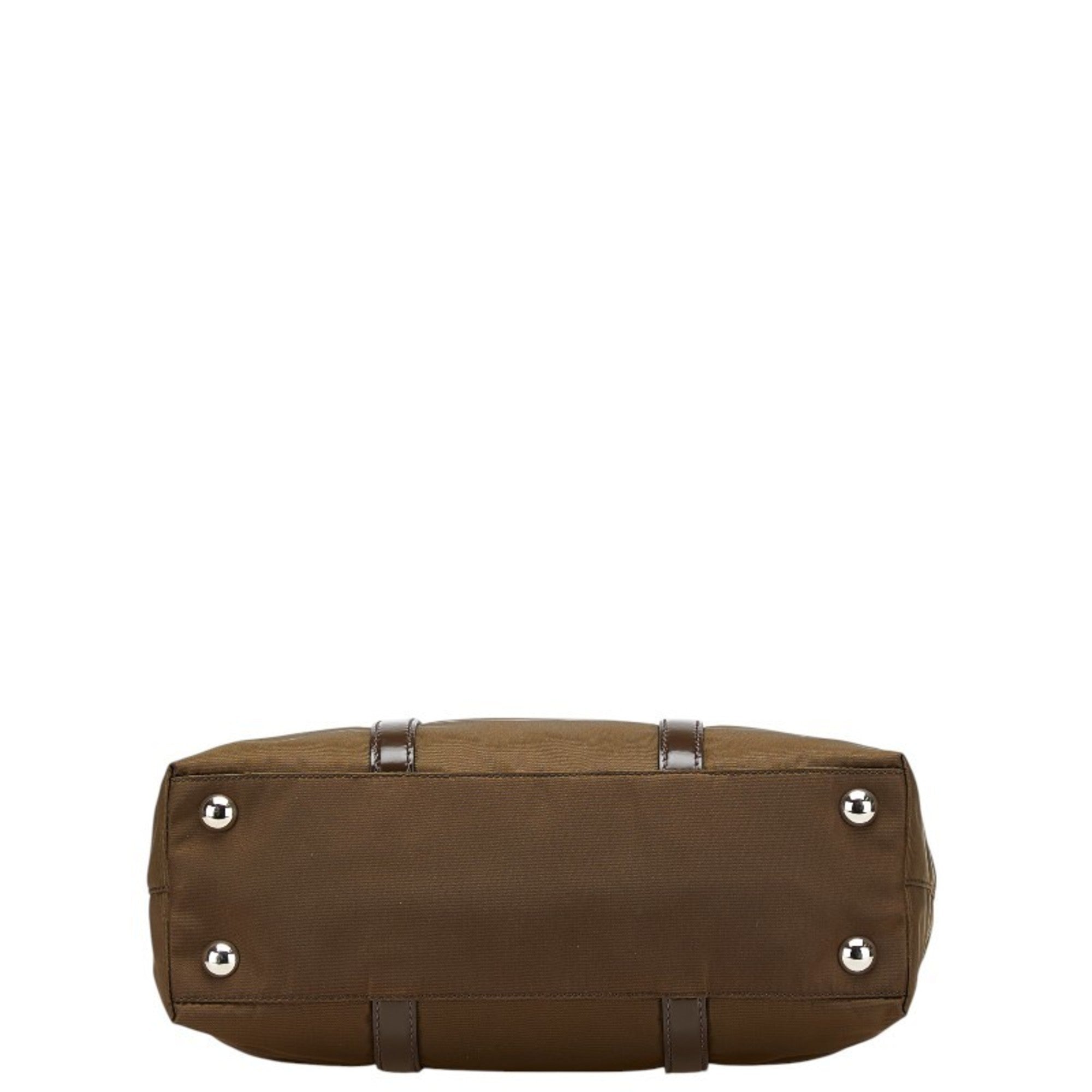 Prada Brown Khaki Nylon Leather Handbag Shoulder Bag (Pre-Owned)