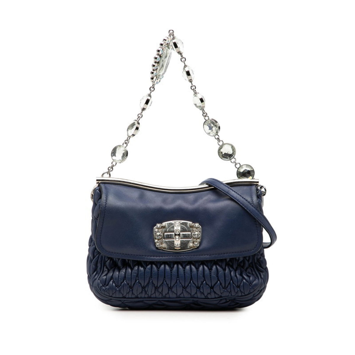 Miu Miu Blue Leather Handbag Shoulder Bag (Pre-Owned)