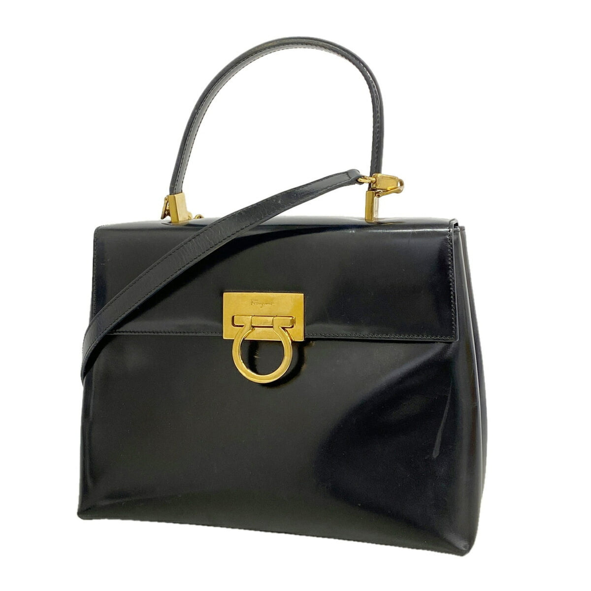 Salvatore Ferragamo Black Leather Handbag (Pre-Owned)