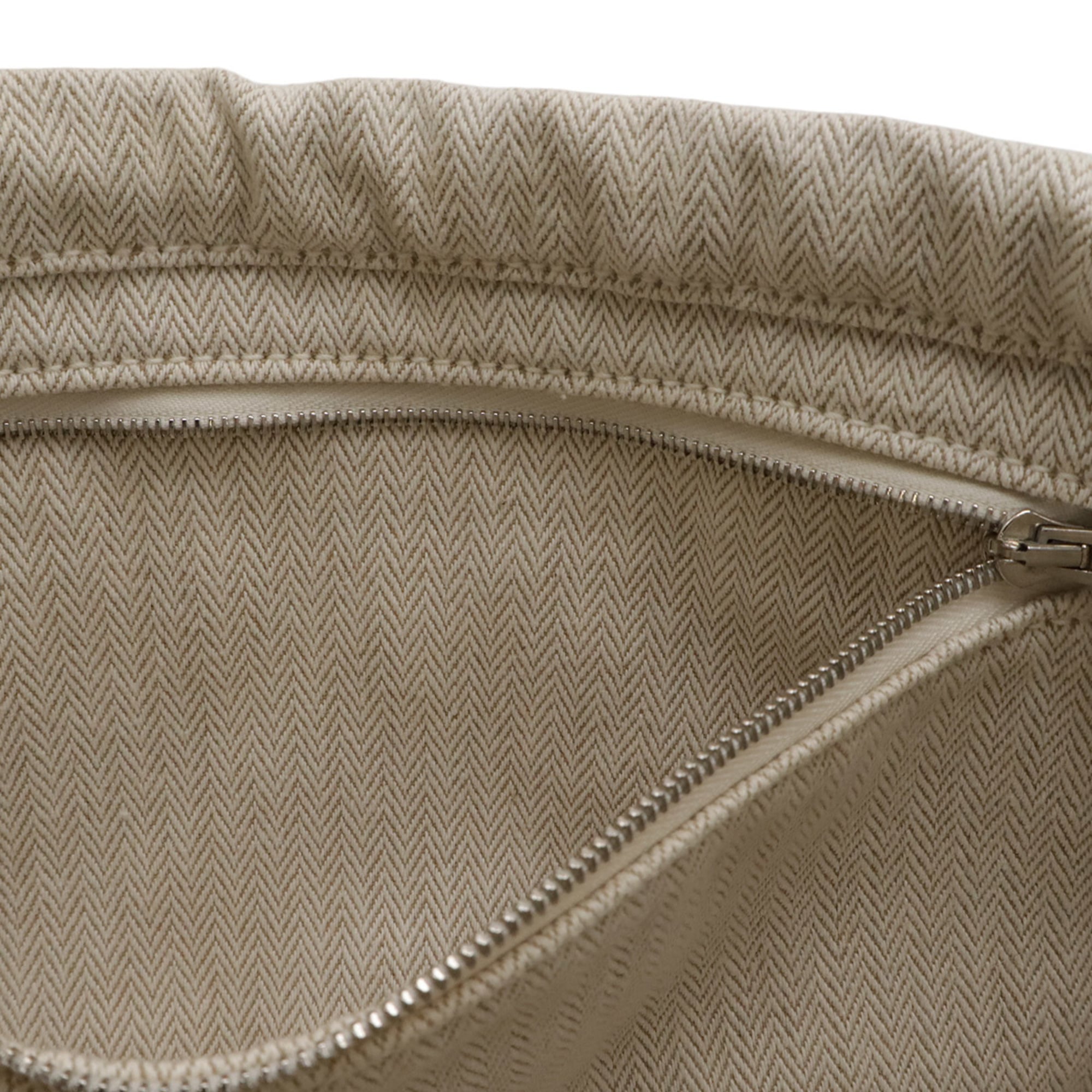Hermes Fauve Natural Toile Chevron Barenia Leather Pouch (Pre-Owned)