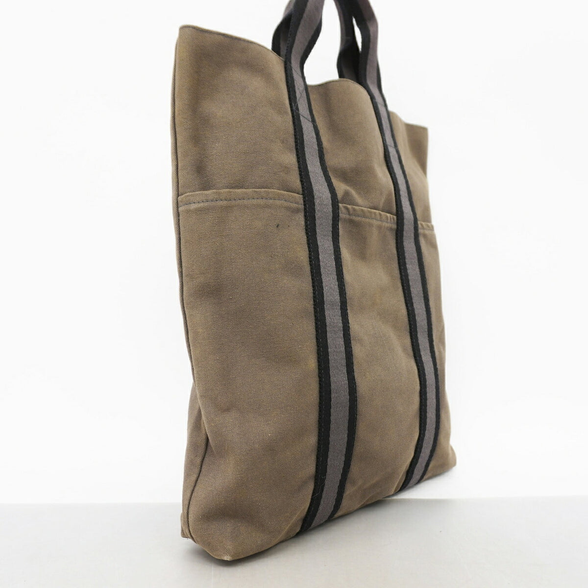 Hermes Gray Canvas Tote Bag (Pre-Owned)