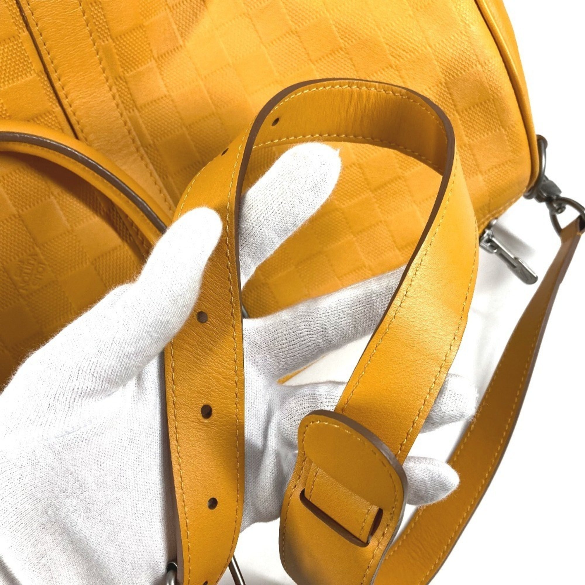 Louis Vuitton Yellow Damier Infini Boston Bag Handbag Shoulder Bag (Pre-Owned)