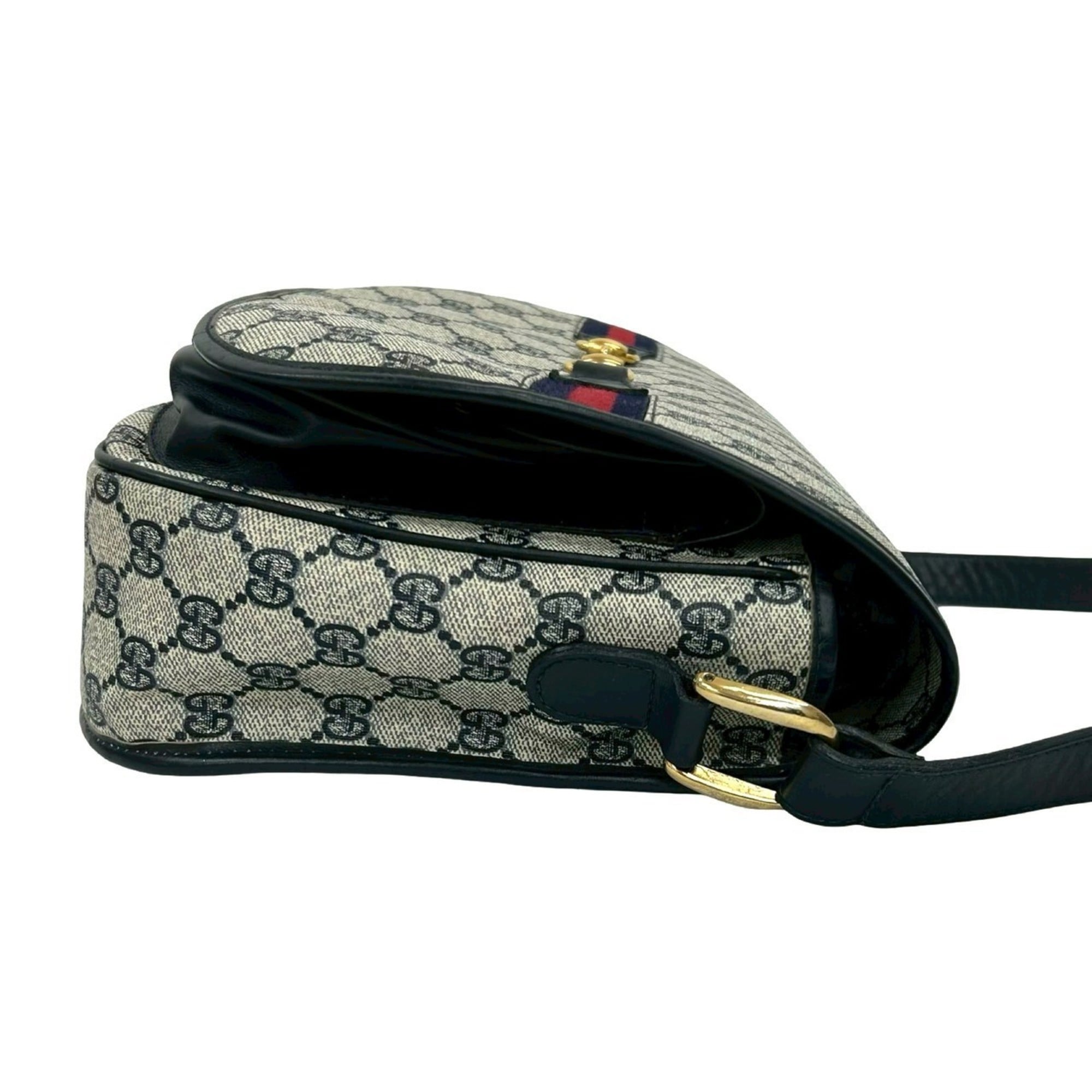Gucci Navy Red Color Pvc Leather Shoulder Bag (Pre-Owned)