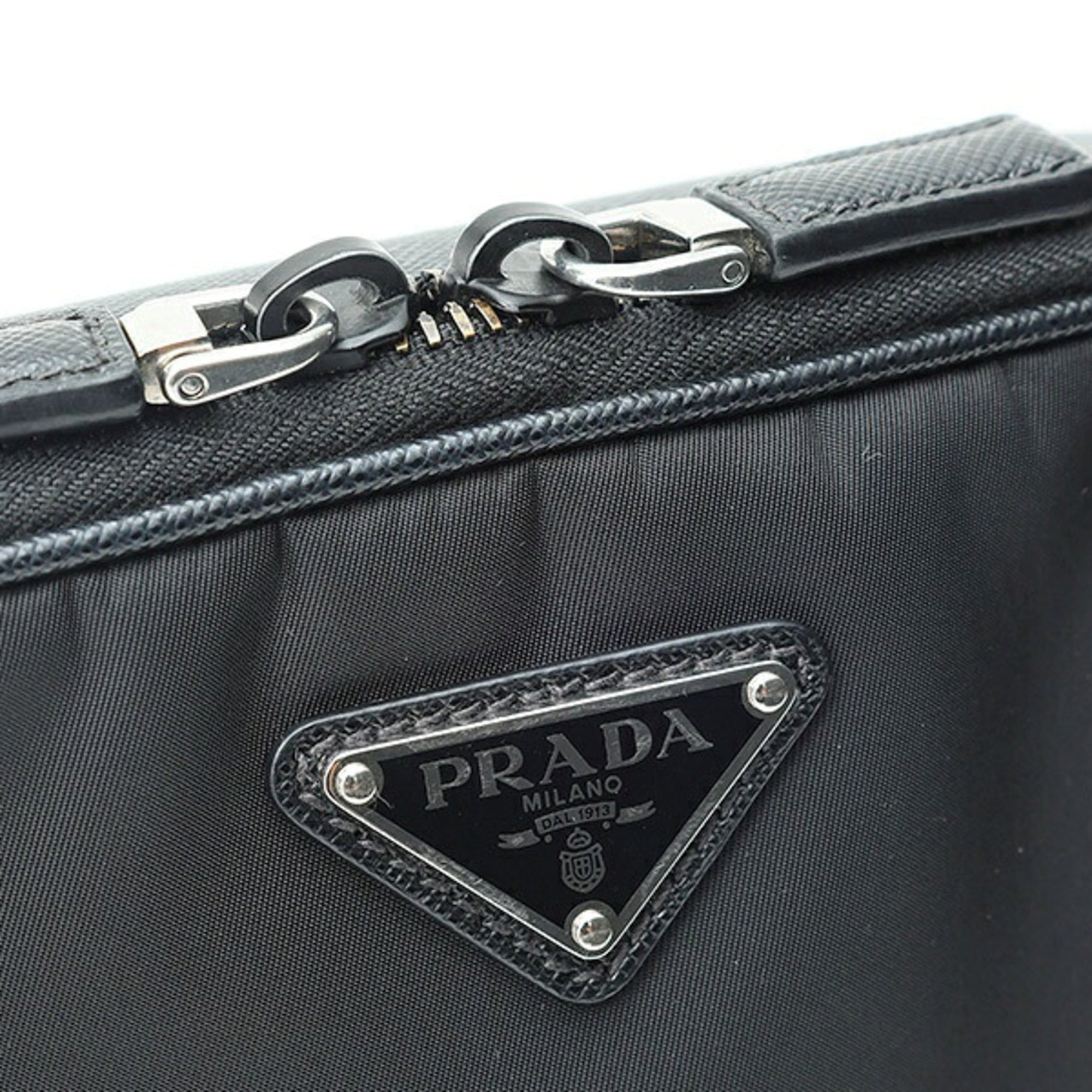 Prada Black Nylon Leather Pouch Shoulder Bag (Pre-Owned)