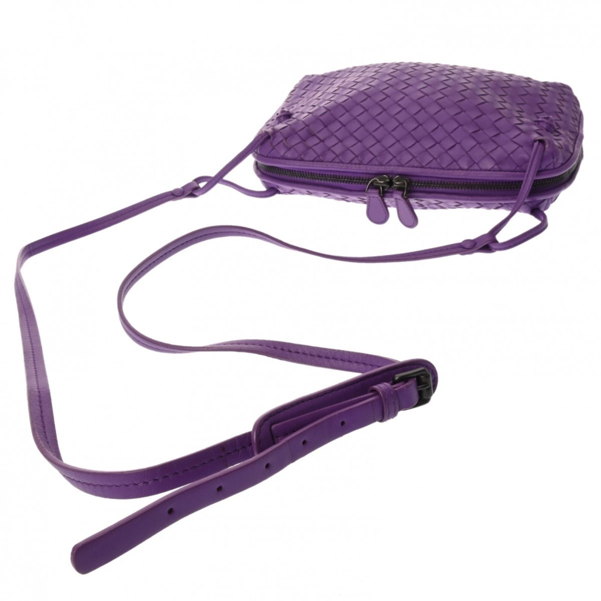 Bottega Veneta Intrecciato Purple Leather Shoulder Bag (Pre-Owned)
