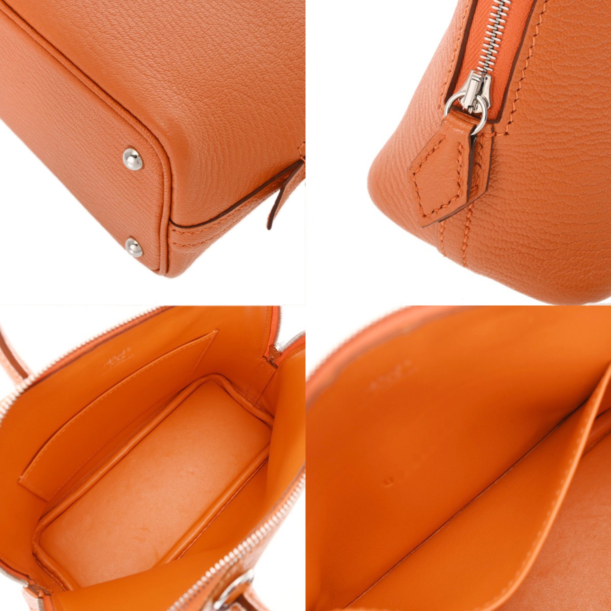 Hermes Orange Chevre Leather Handbag (Pre-Owned)