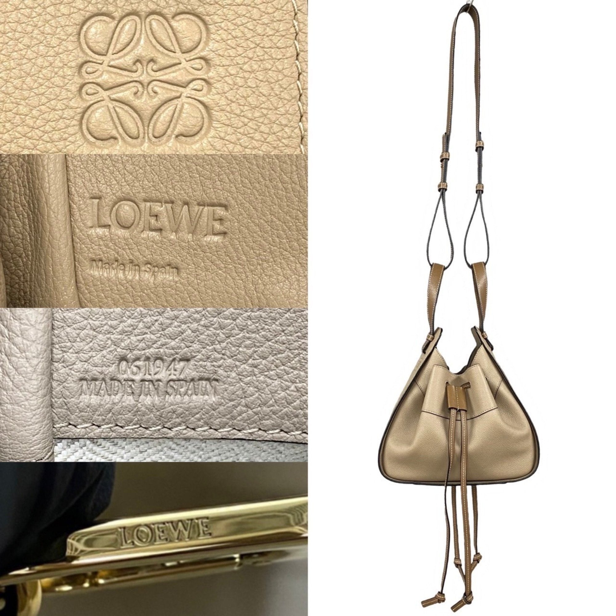 Loewe Hammock Beige Leather Handbag Shoulder Bag (Pre-Owned)