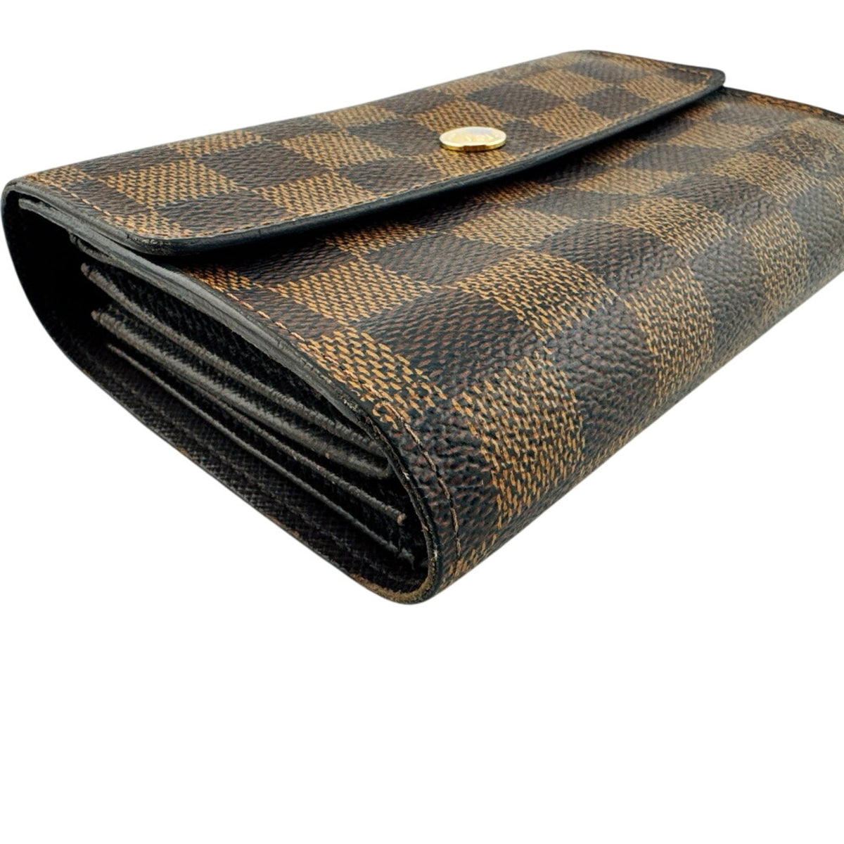 Louis Vuitton Damier Brown Leather Wallet (Tri-Fold) (Pre-Owned)
