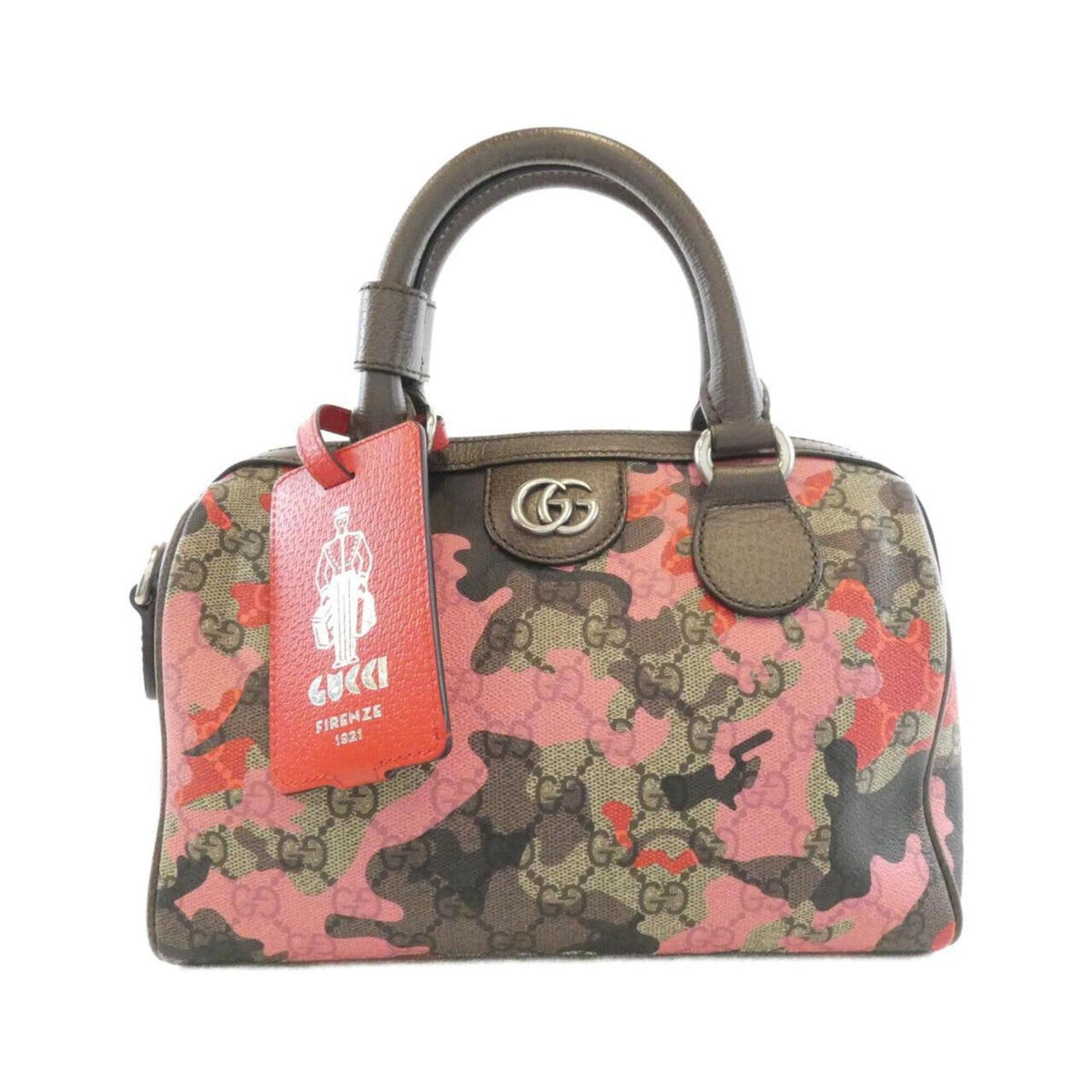 Gucci Beige Pink Coated Canvas Boston Bag (Pre-Owned)