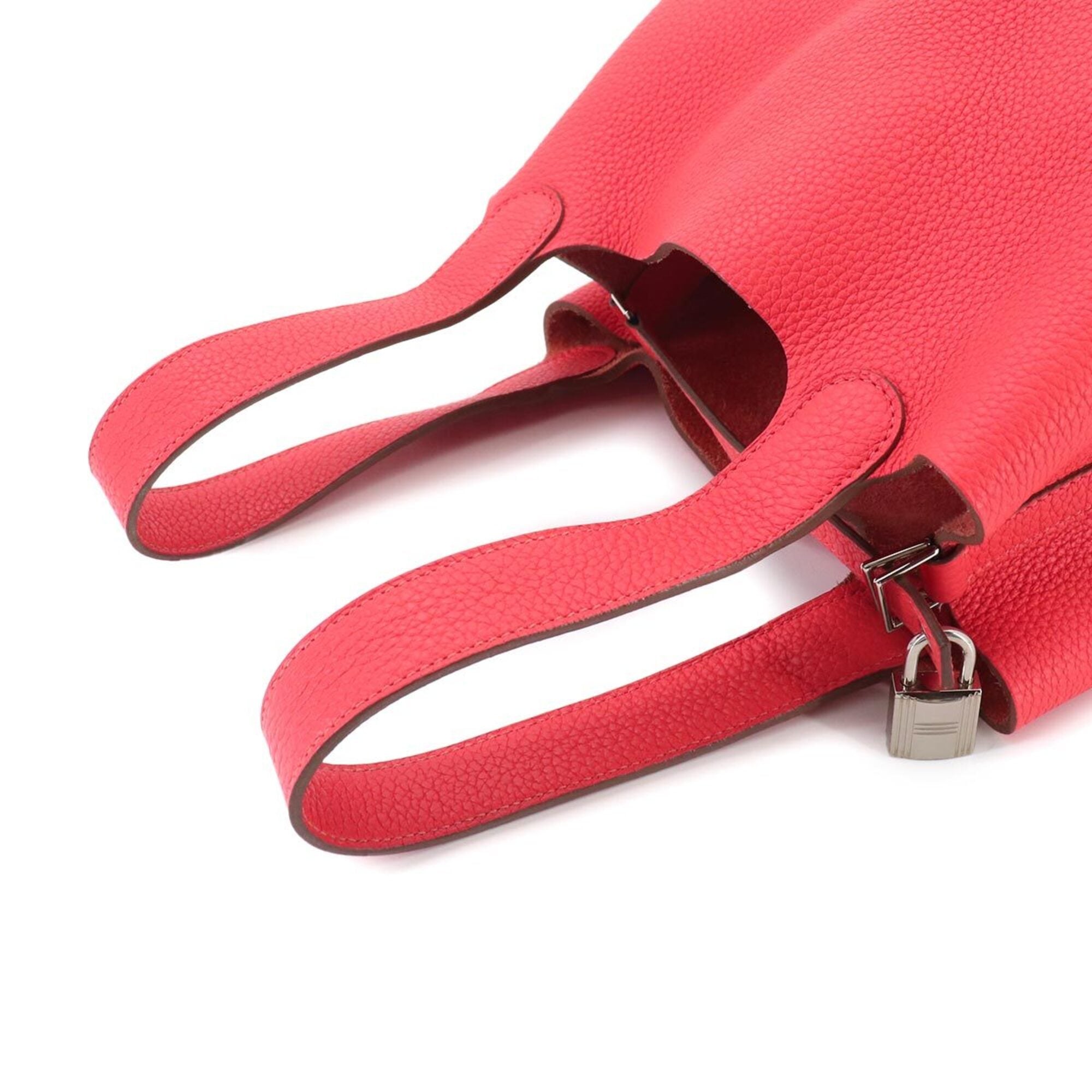 Hermes Red Color Taurillon Clemence Leather Handbag (Pre-Owned)