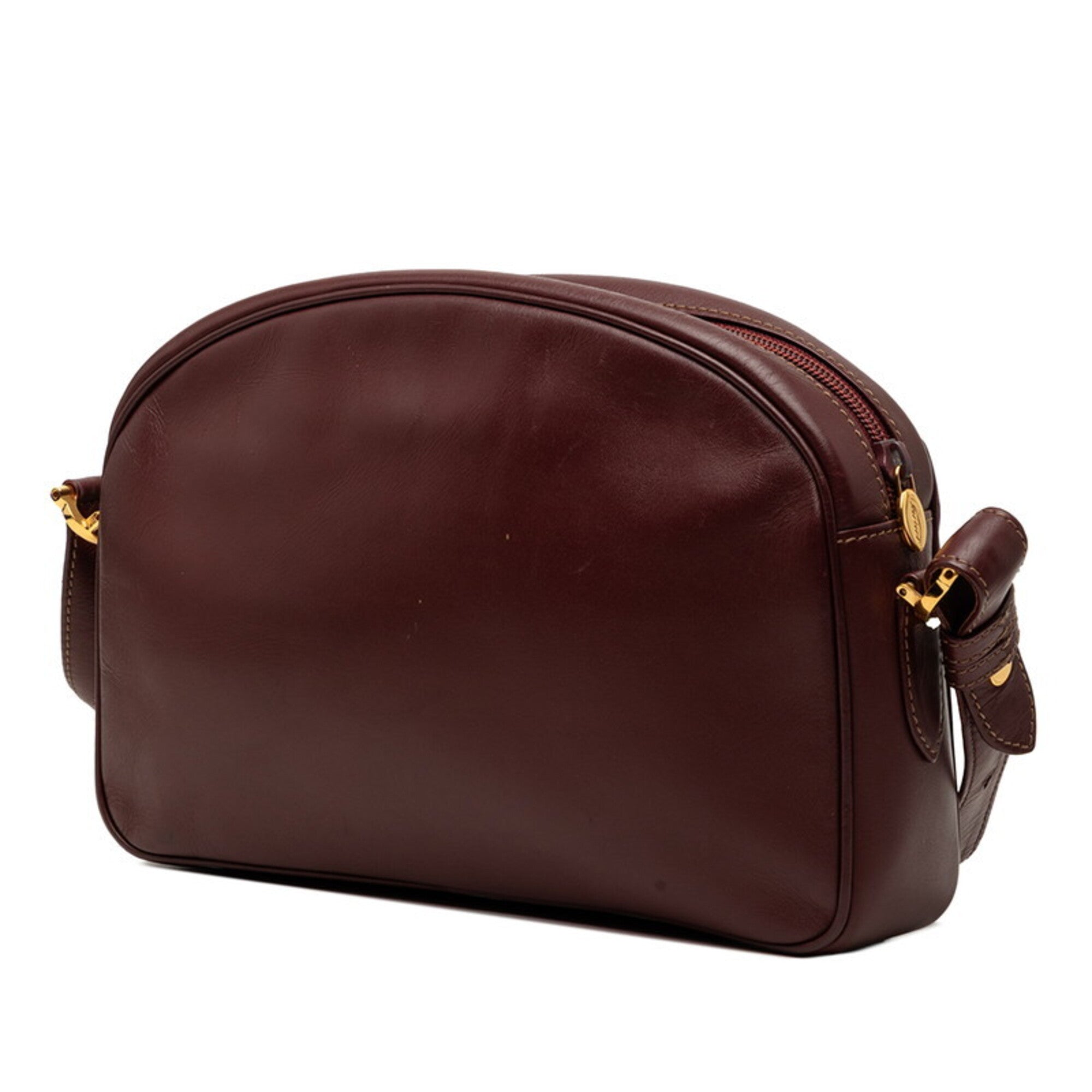 Cartier Bordeaux Red Color Leather Shoulder Bag (Pre-Owned)
