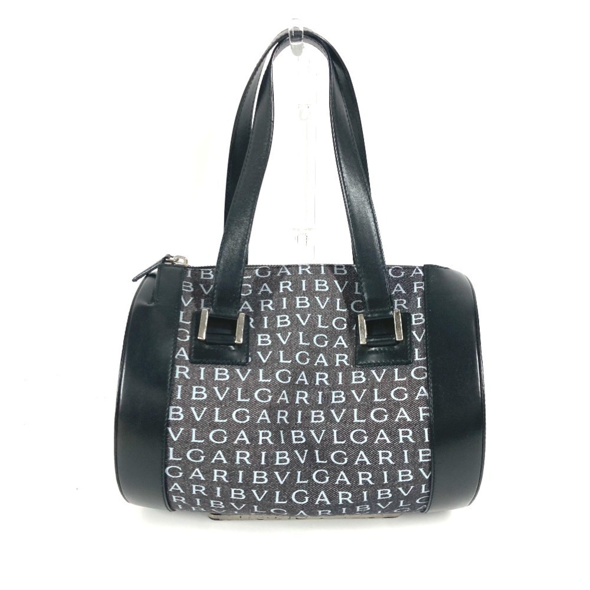 Bvlgari B.Zero1 Black Denim Leather Handbag Shoulder Bag (Pre-Owned)
