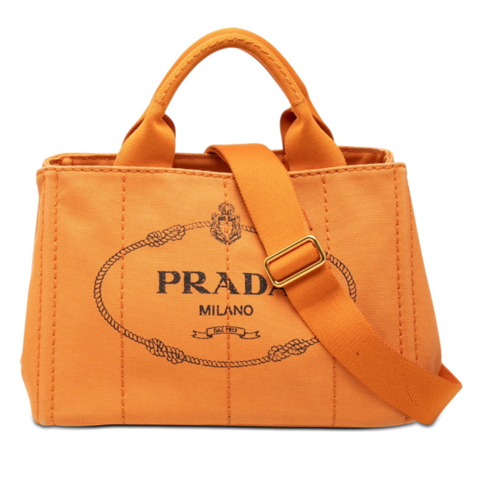 Prada Orange Canvas Handbag Shoulder Bag (Pre-Owned)