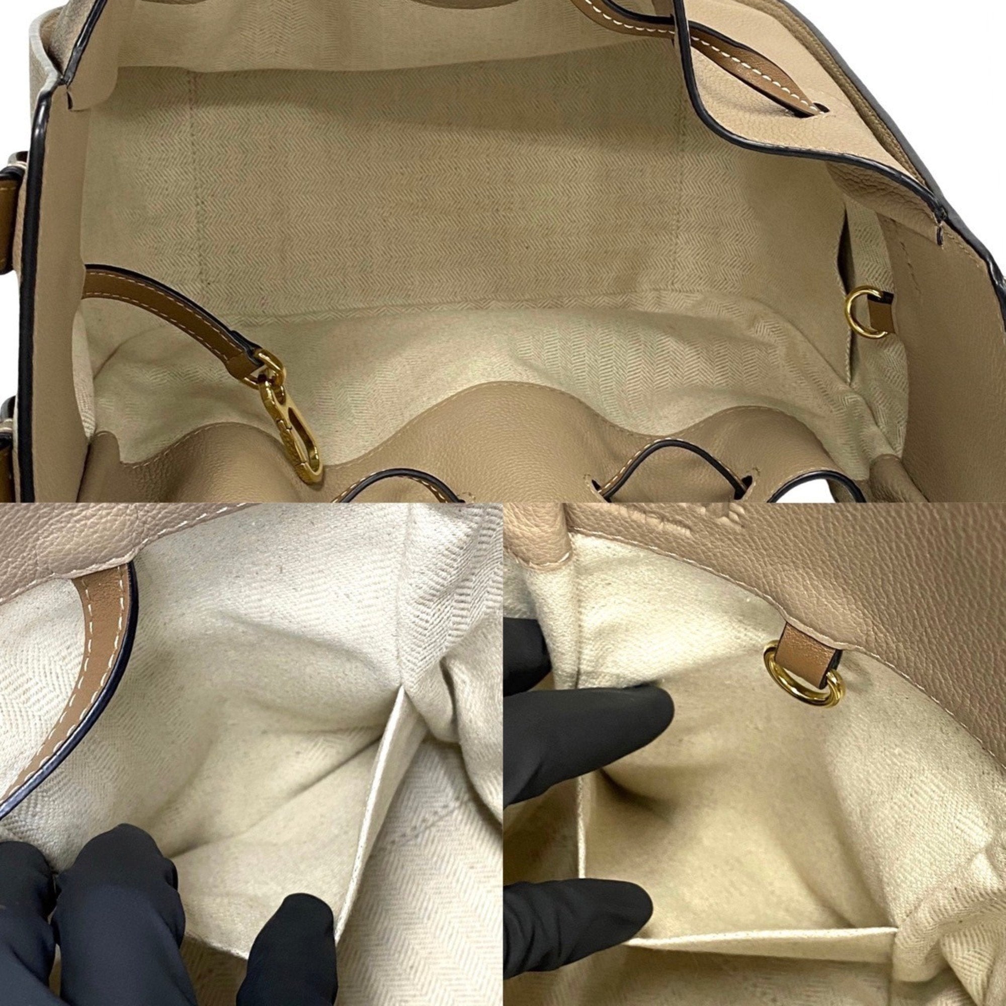 Loewe Hammock Beige Leather Handbag Shoulder Bag (Pre-Owned)
