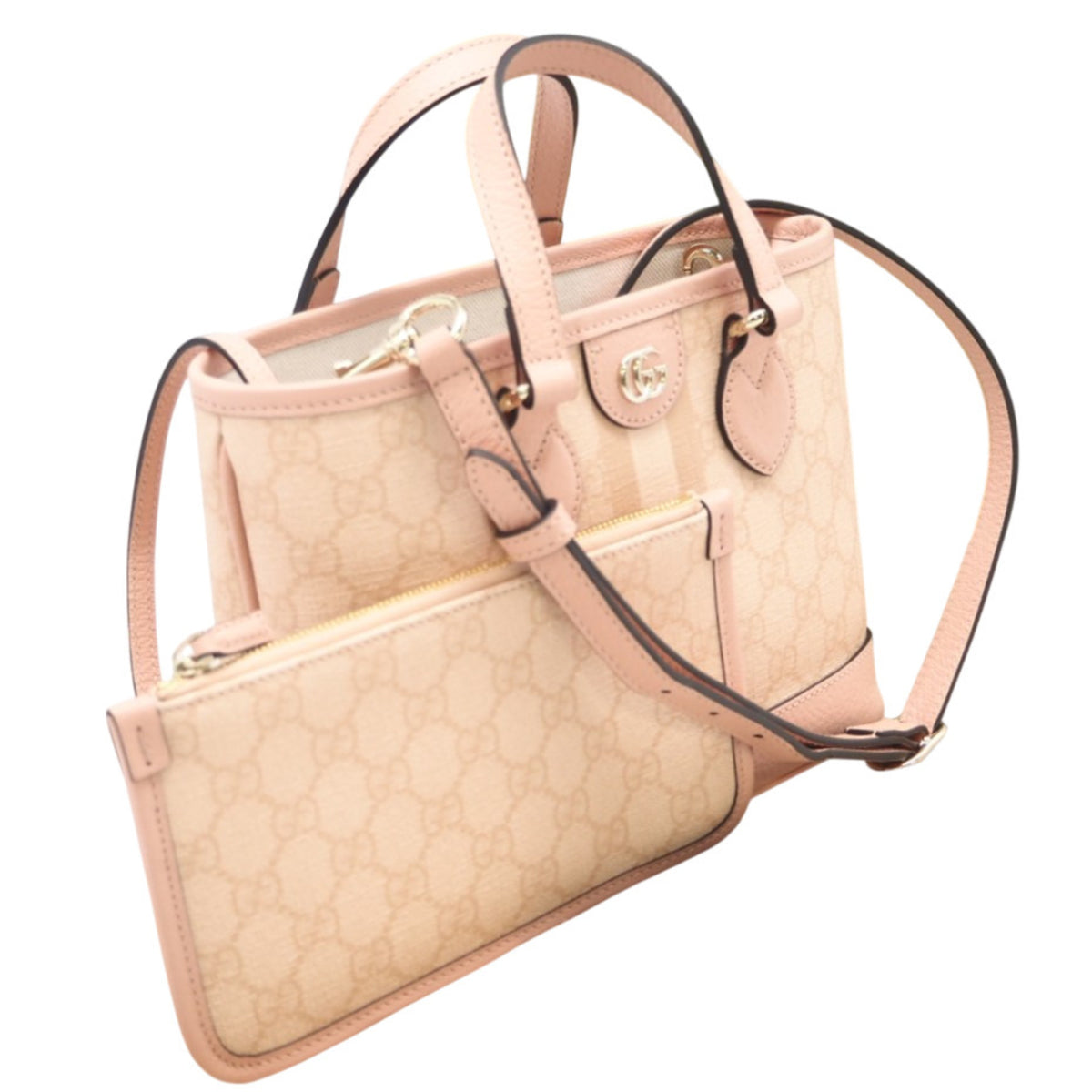 Gucci Pink Beige Coated Canvas Tote Bag (Pre-Owned)