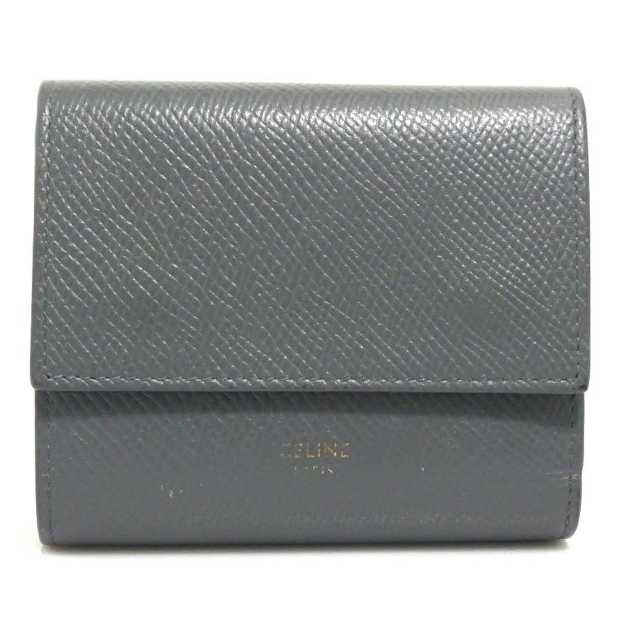 Celine Gray Leather Wallet (Tri-Fold) (Pre-Owned)