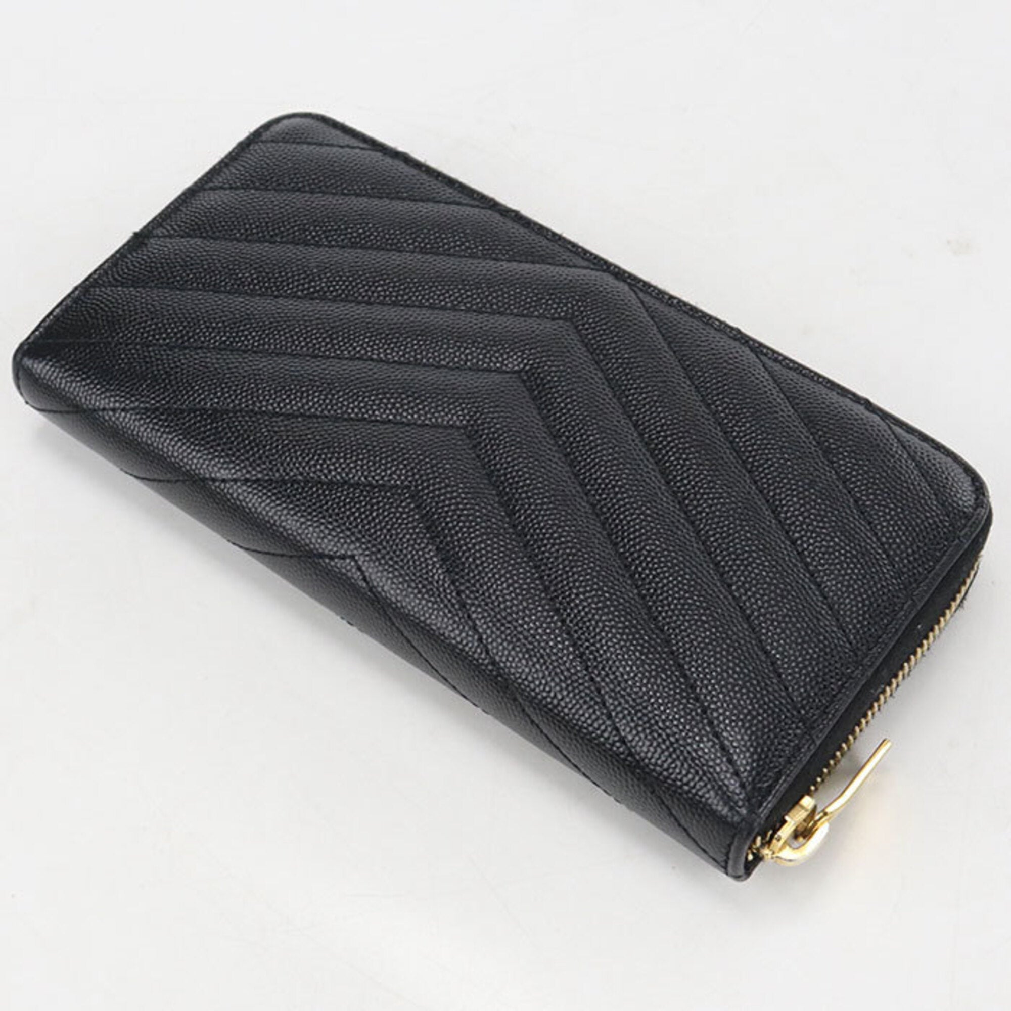Saint Laurent Black Leather Long Wallet (Bi-Fold) (Pre-Owned)