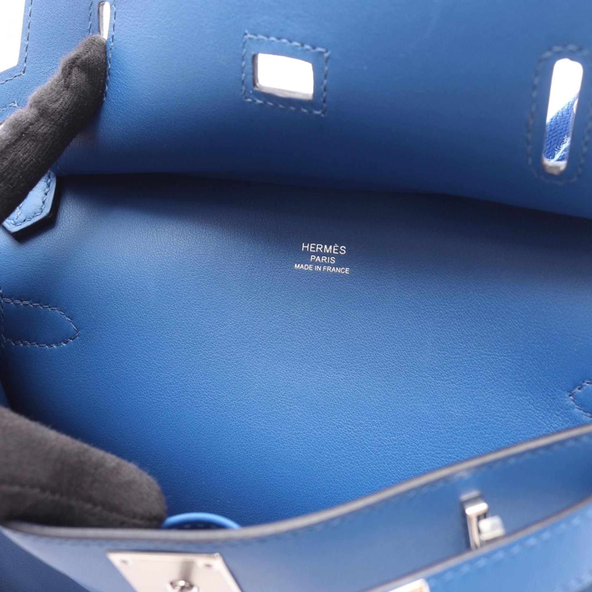 Hermes Blue Swift Leather Handbag Shoulder Bag (Pre-Owned)