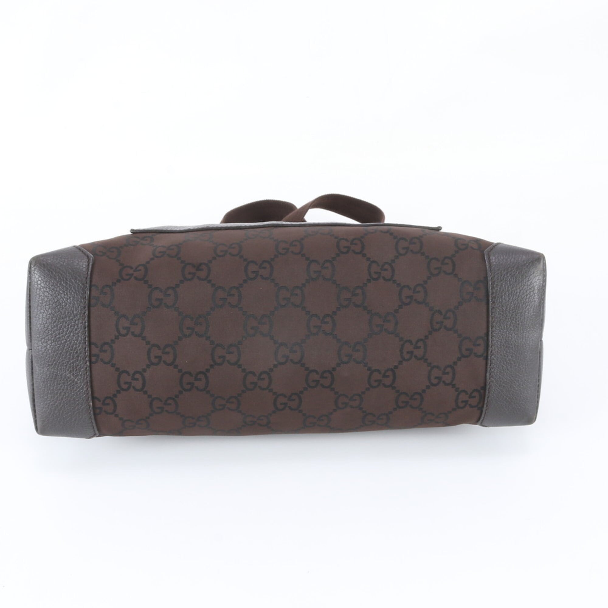 Gucci Brown Leather Nylon Shoulder Bag Tote Bag (Pre-Owned)