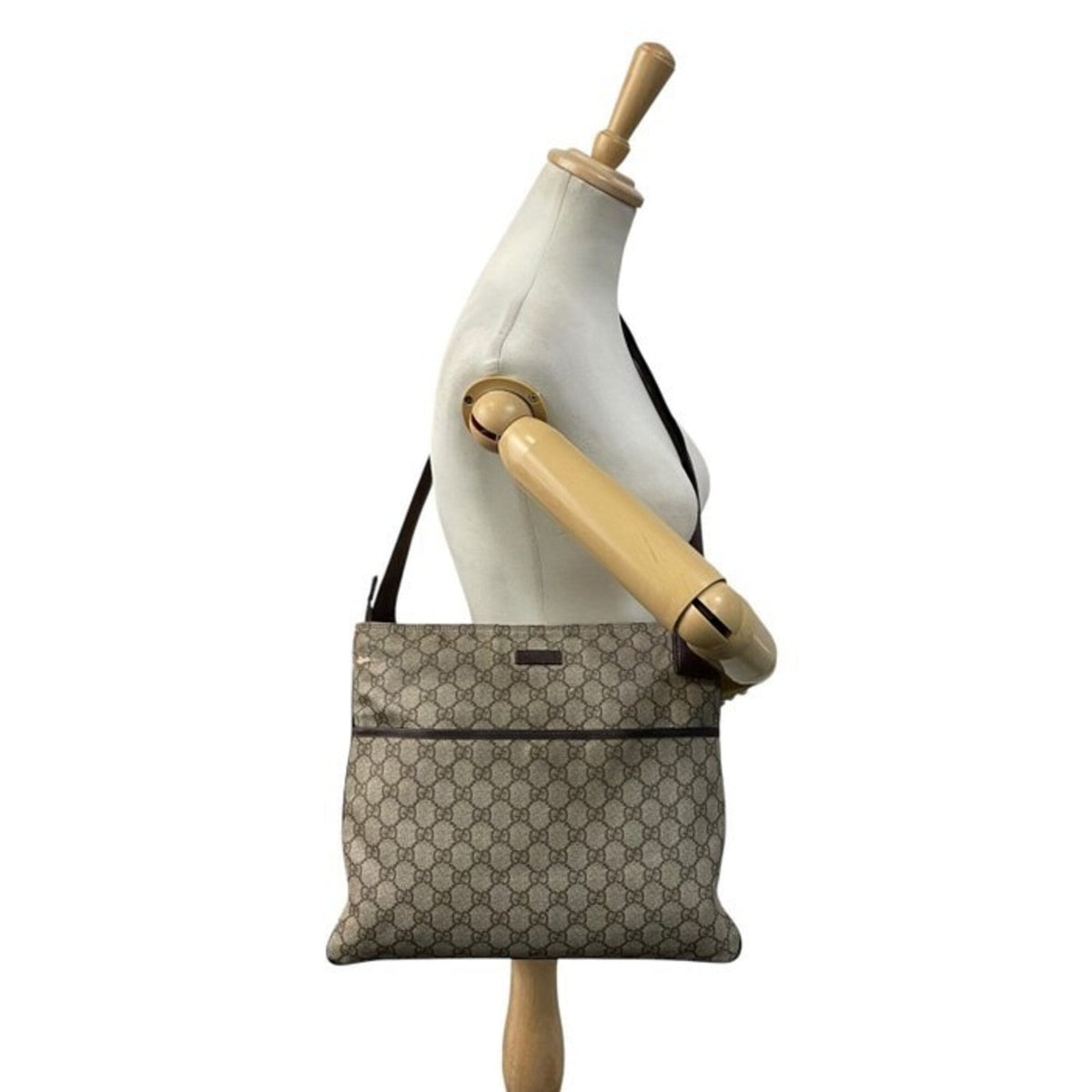 Gucci Beige Brown Gg Supreme Messenger Bag Shoulder Bag (Pre-Owned)