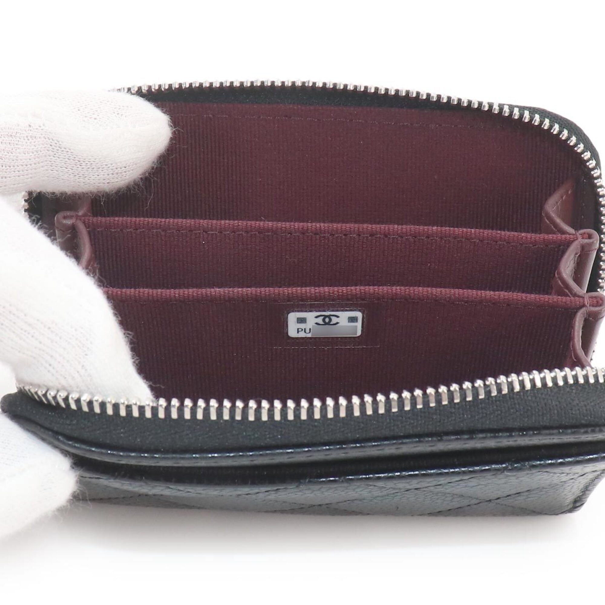Chanel Matelasse Black Grained Calfskin Coin Purse/Coin Case (Pre-Owned)