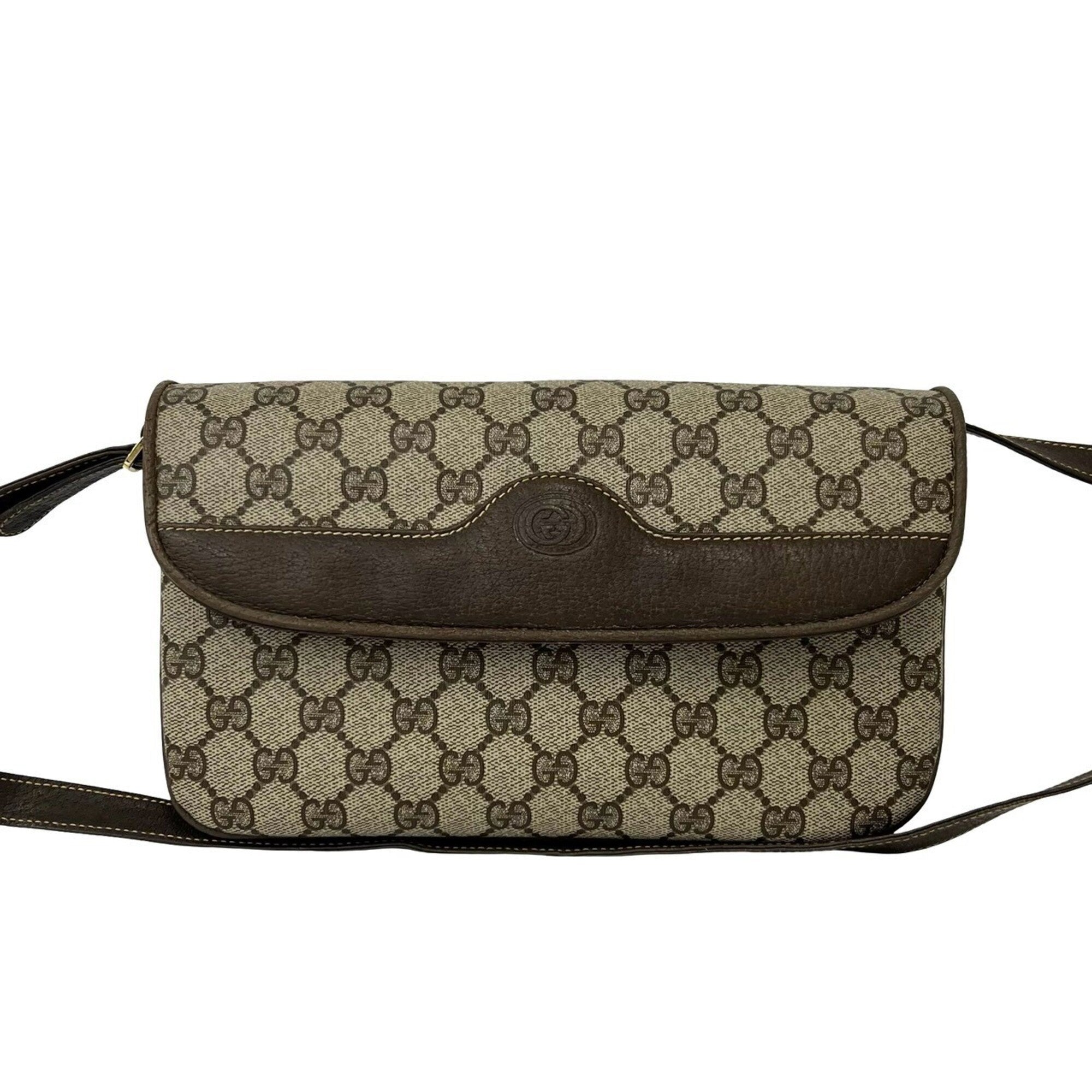 Gucci Brown Leather Pvc Pochette Shoulder Bag (Pre-Owned)