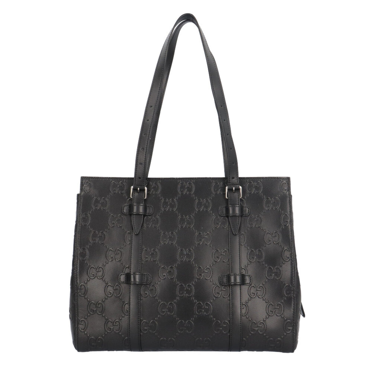 Gucci Black Gg Leather Handbag Tote Bag (Pre-Owned)