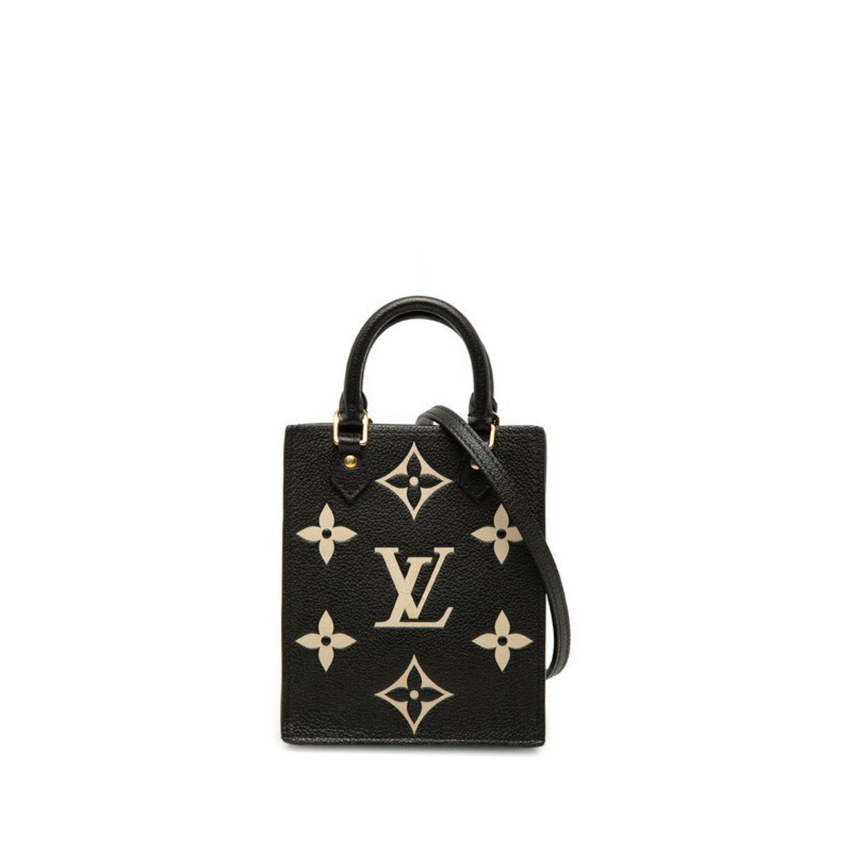 Louis Vuitton Monogram Empreinte Beige Black Noir Leather Handbag Shoulder Bag (Pre-Owned)