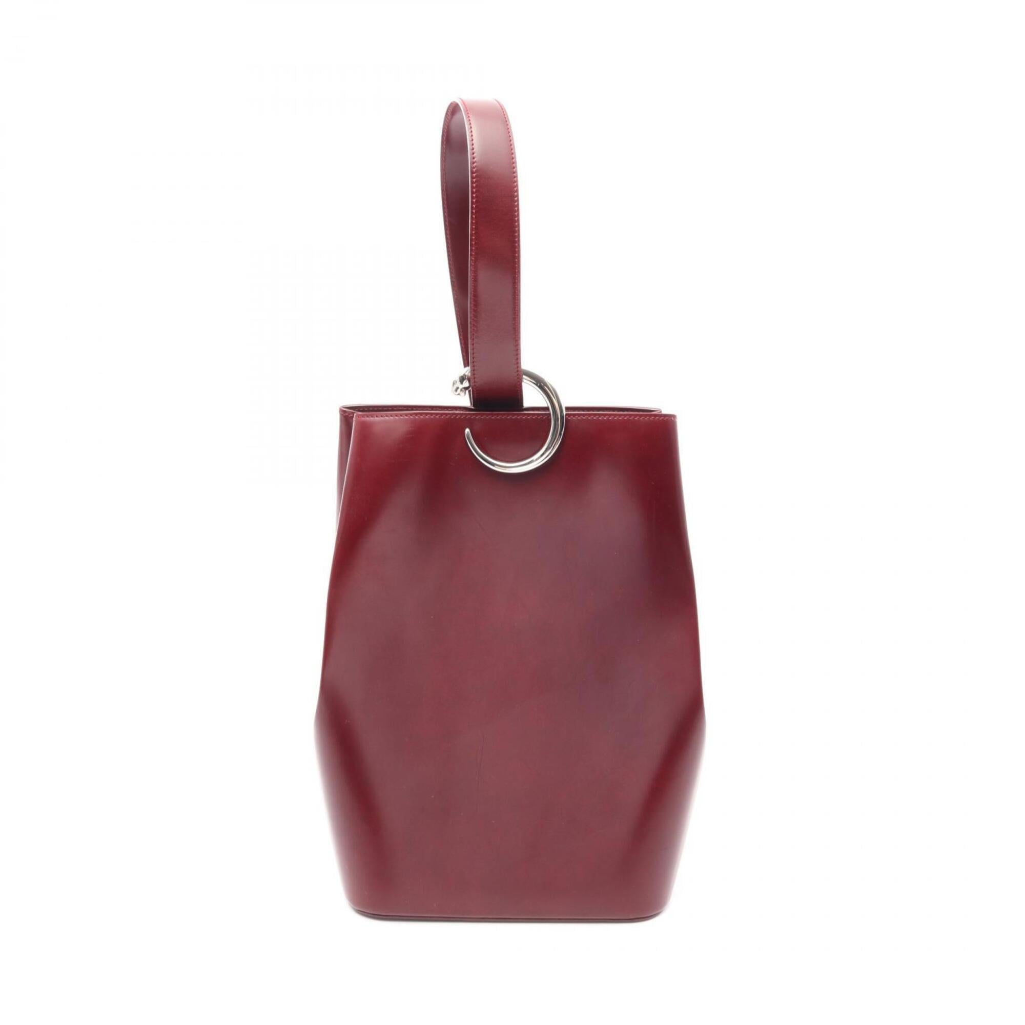 Cartier Bordeaux Leather Handbag Shoulder Bag (Pre-Owned)