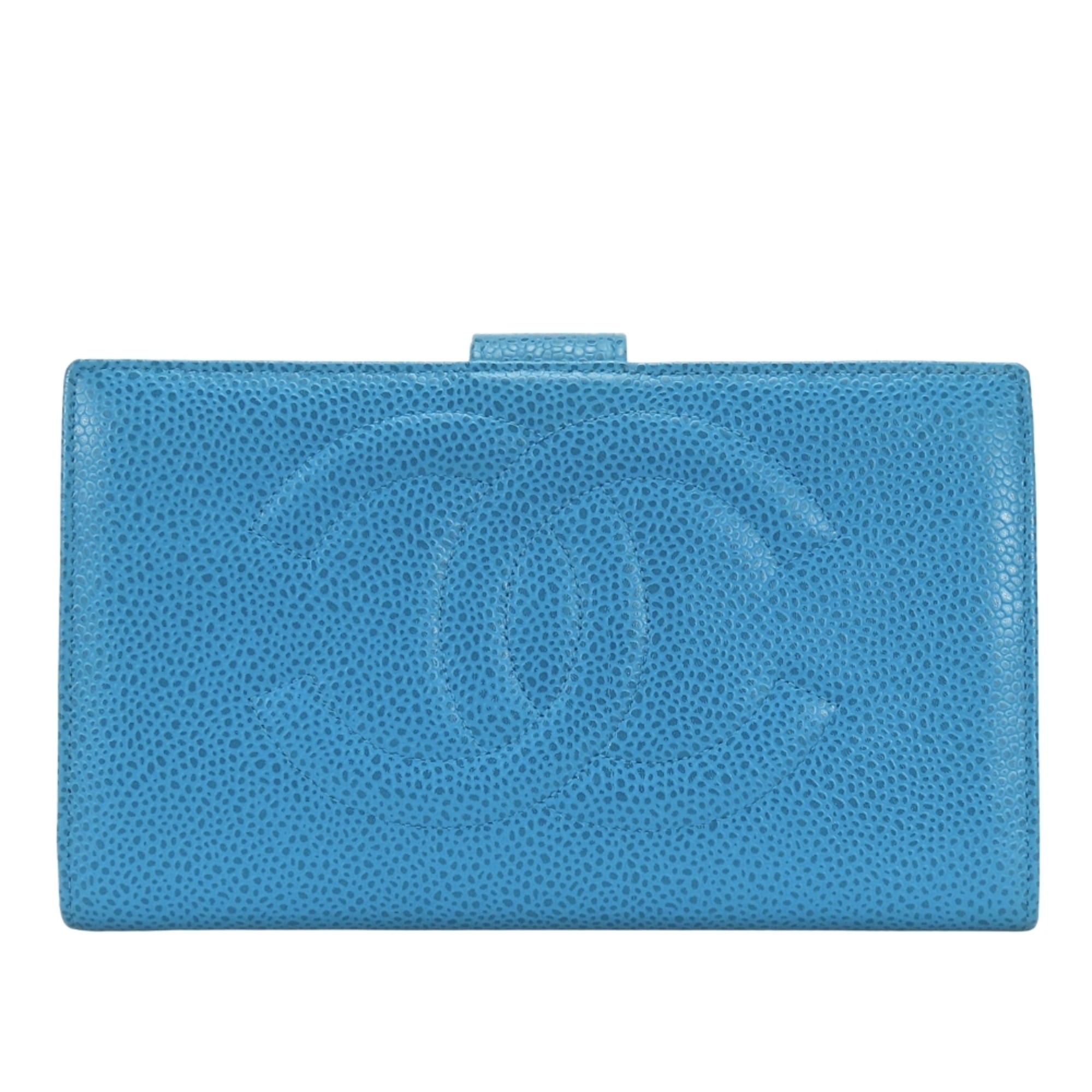 Chanel Blue Grained Calfskin Wallet (Bi-Fold) (Pre-Owned)