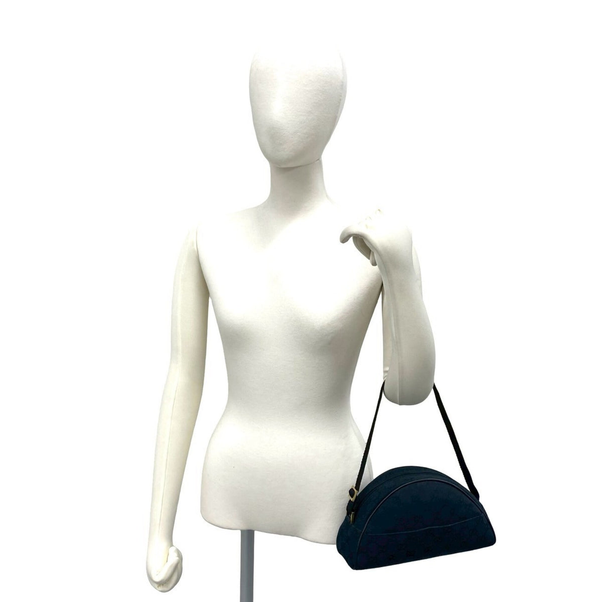 Gucci Black Navy Canvas Leather Handbag Pouch Shoulder Bag (Pre-Owned)